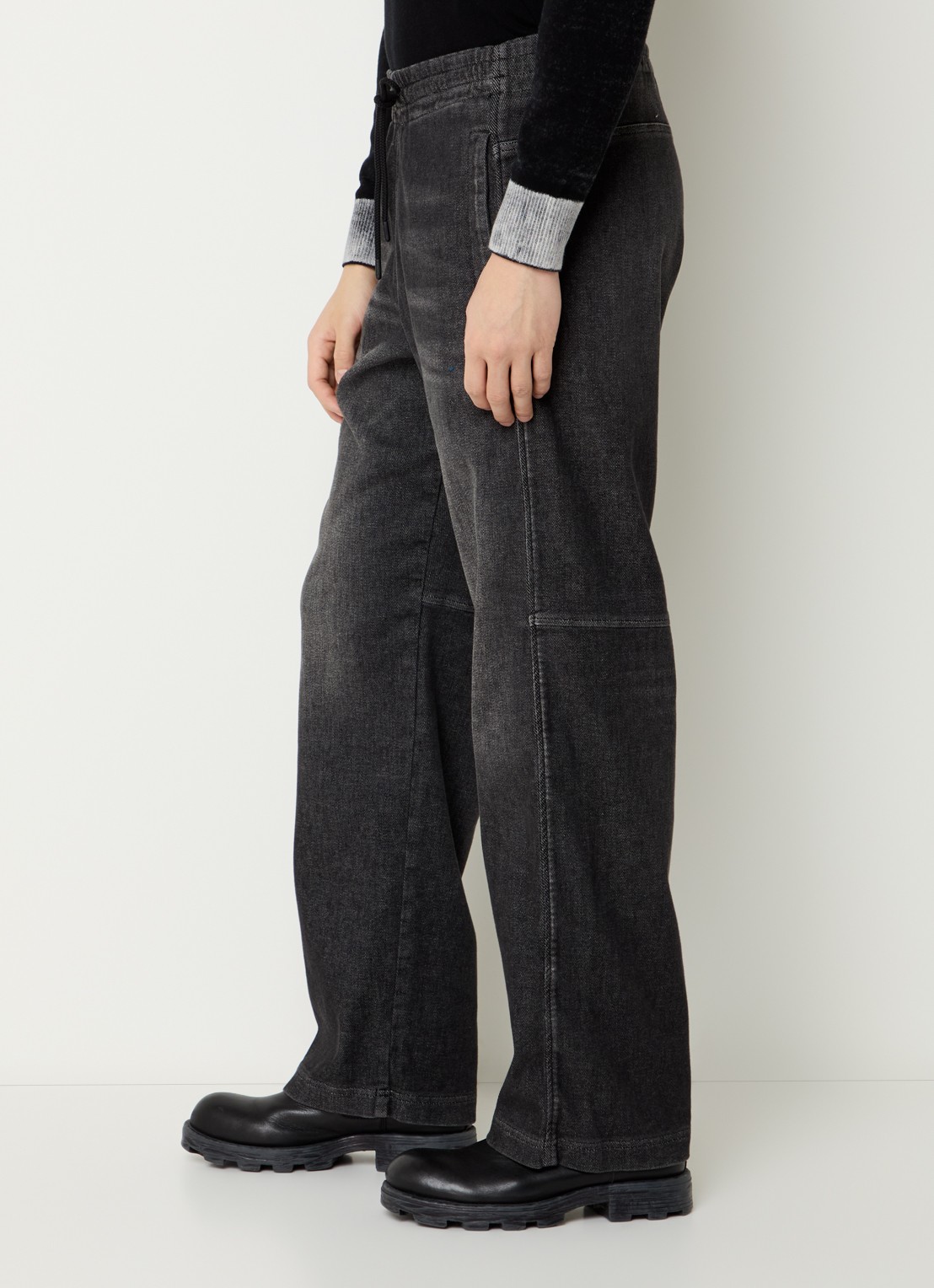 Diesel D-Martyans straight leg joggingbroek van denim met trekkoord - detail 4 antraciet