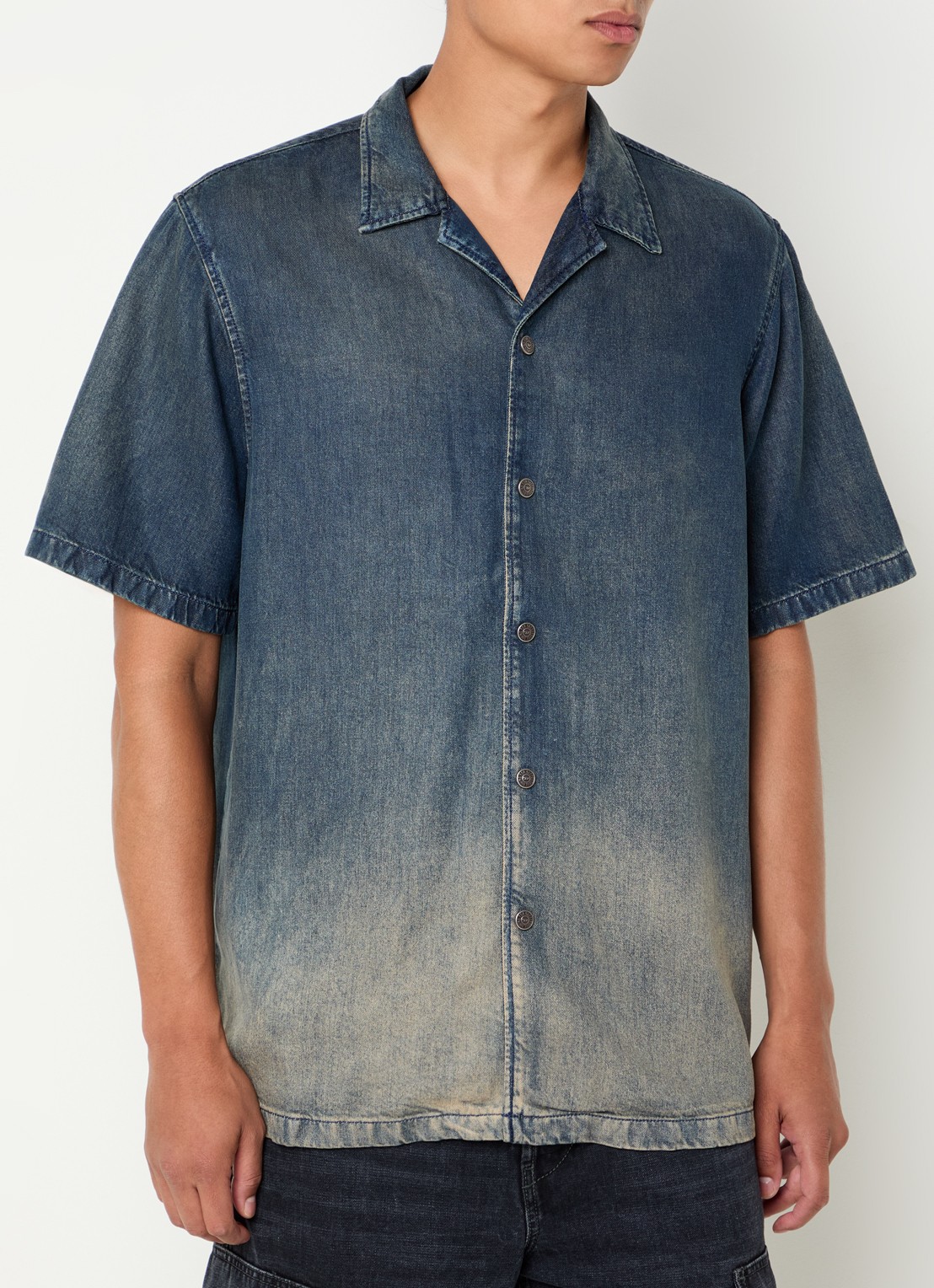 Diesel D-Nabil regular fit overhemd  met verwassen afwerking - detail indigo