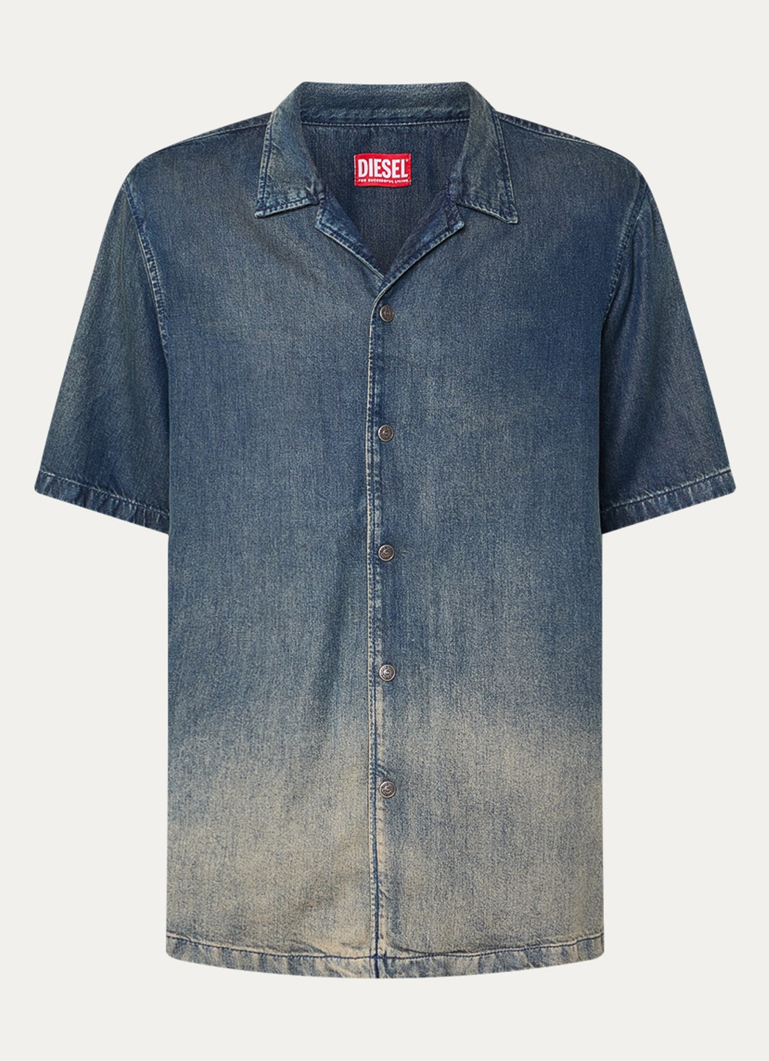 Diesel D-Nabil regular fit overhemd  met verwassen afwerking - voorkant 3 indigo