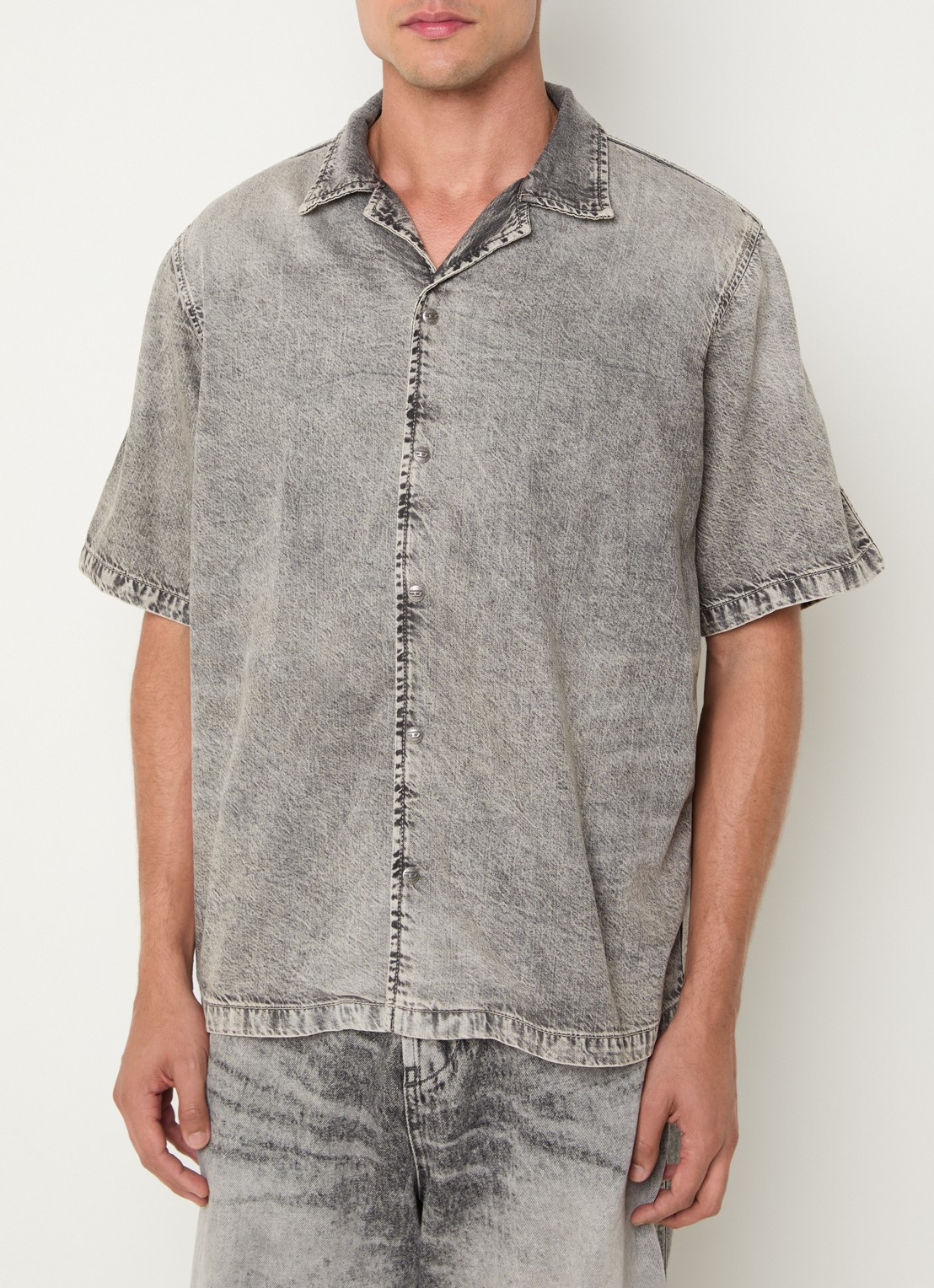 Diesel D-Nabil regular fit overhemd  - detail 4 grijs