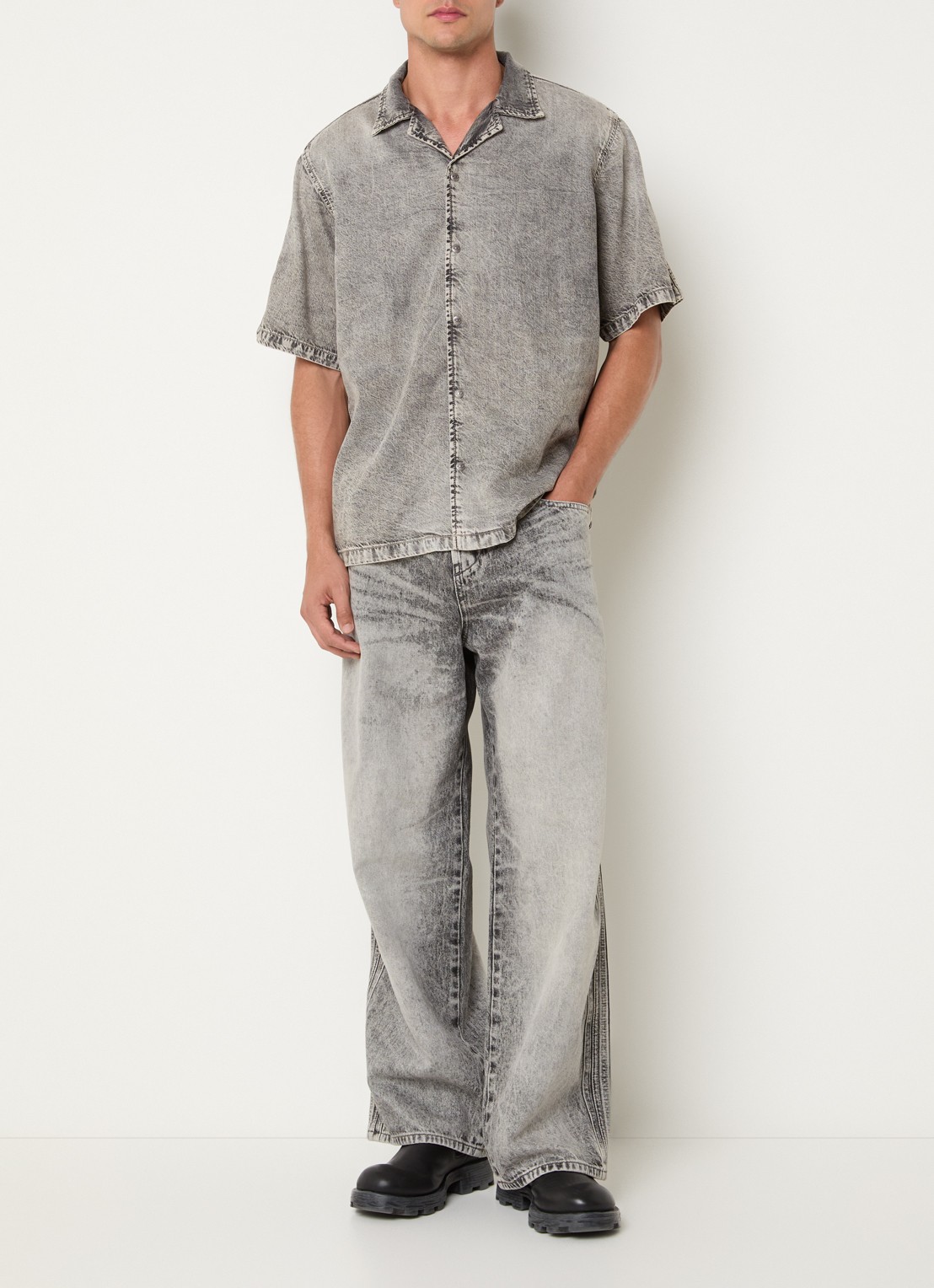 Diesel D-Nabil regular fit overhemd  - voorkant 3 grijs