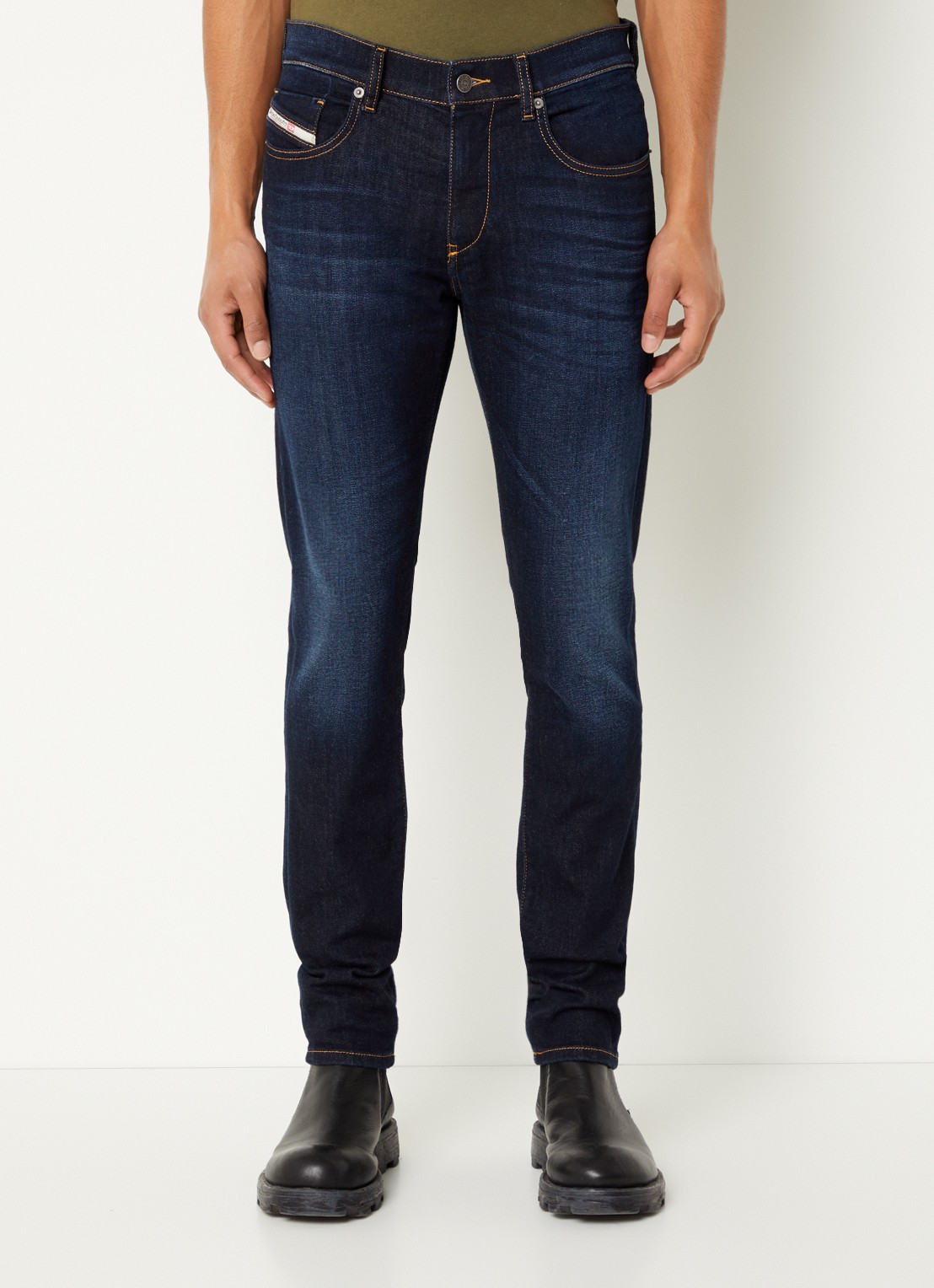 Diesel D-Strukt slim fit jeans met donkere wassing  - detail indigo
