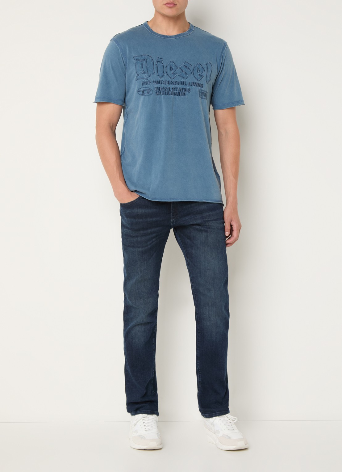 Diesel D-Strukt slim fit jeans met steekzakken - voorkant 3 zwart