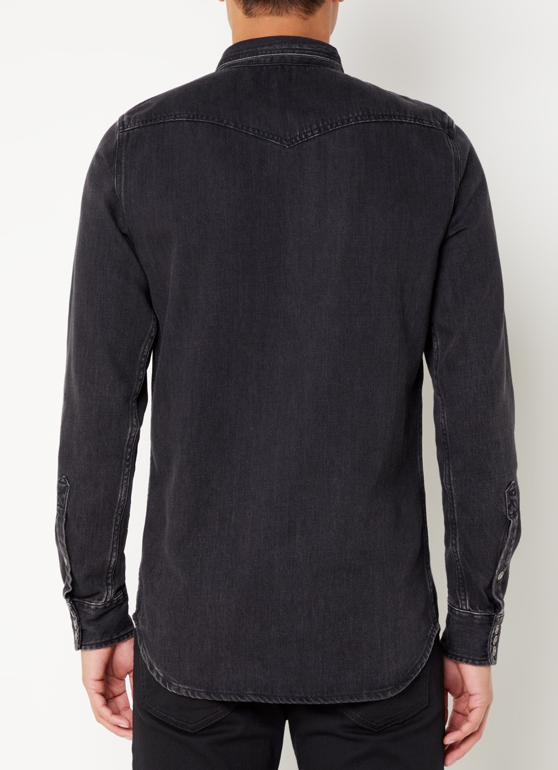 Diesel D-Vega regular fit overhemd van chambray met borstzakken - achterkant 4 zwart