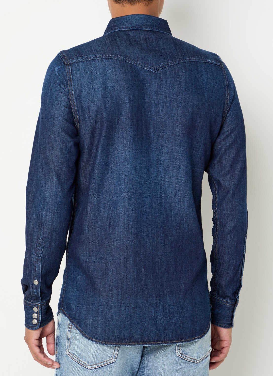 Diesel D-Vega regular fit overhemd van denim - achterkant indigo