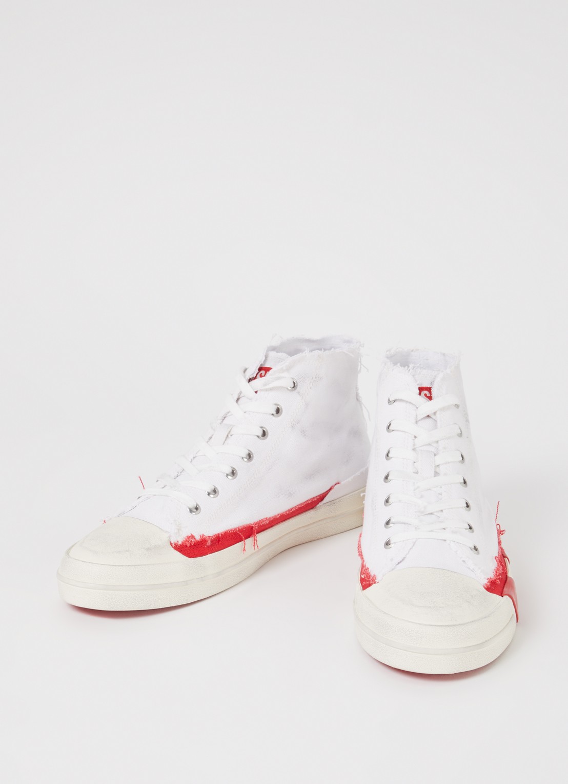 Diesel D-verse Mid sneaker van canvas met destroyed afwerking - detail 5 wit