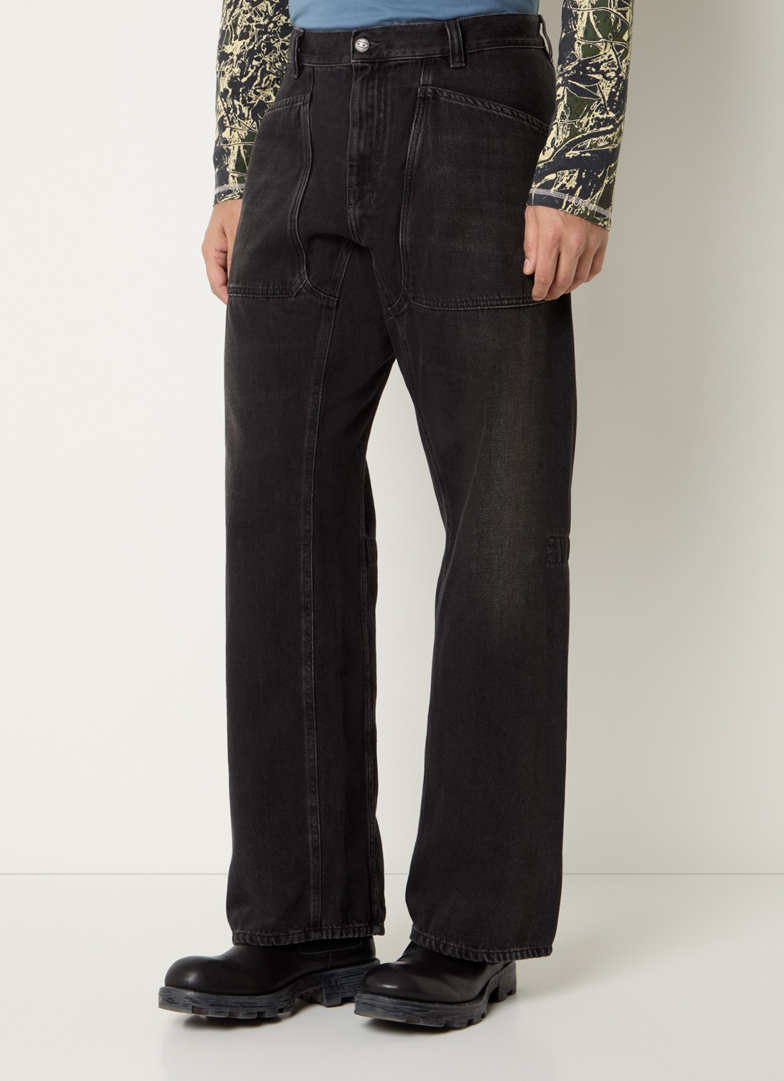 Diesel D-Zeta loose fit jeans met gekleurde wassing en opgestikte zakken - detail 4 antraciet