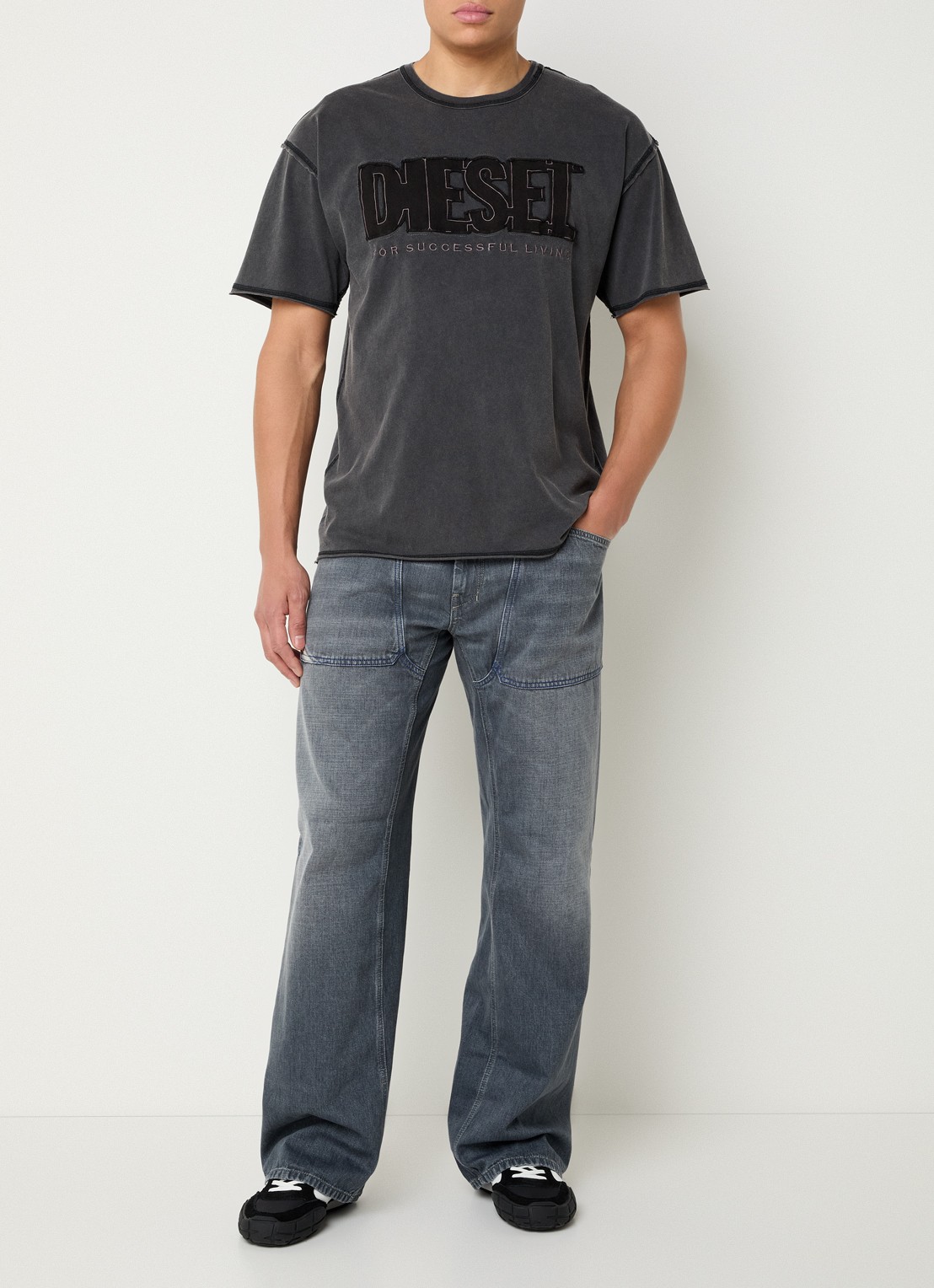 Diesel D-zeta straight fit jeans met gekleurde wassing - voorkant 5 grijs