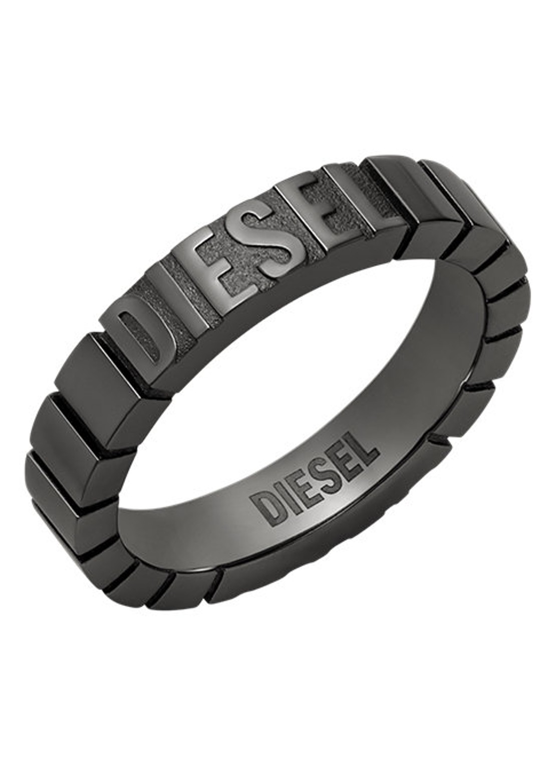 Diesel Diesel Font ring met logo DX1612060 - voorkant antraciet