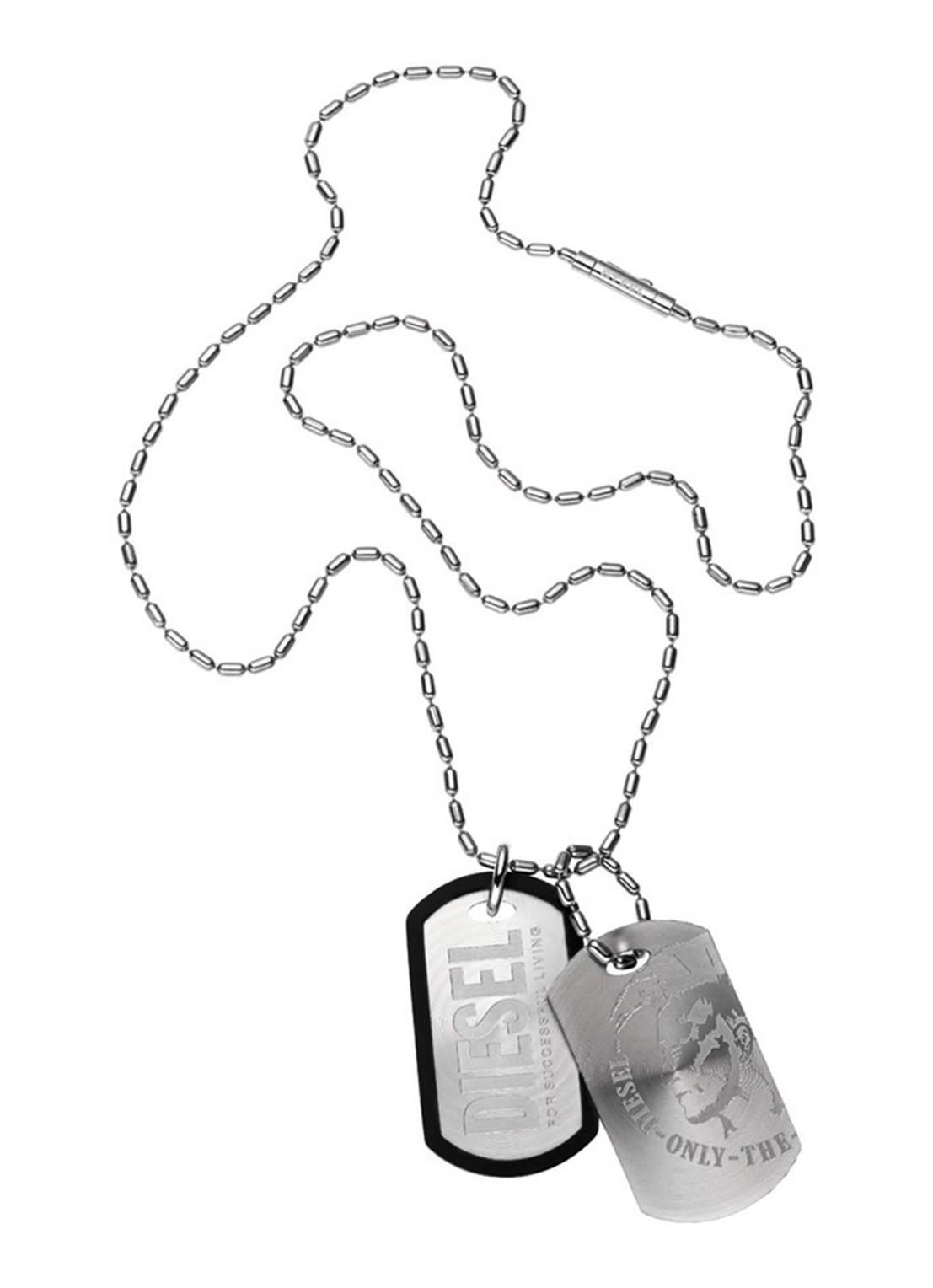 Diesel Dog Tag ketting met hanger DX0011040 - voorkant zilver