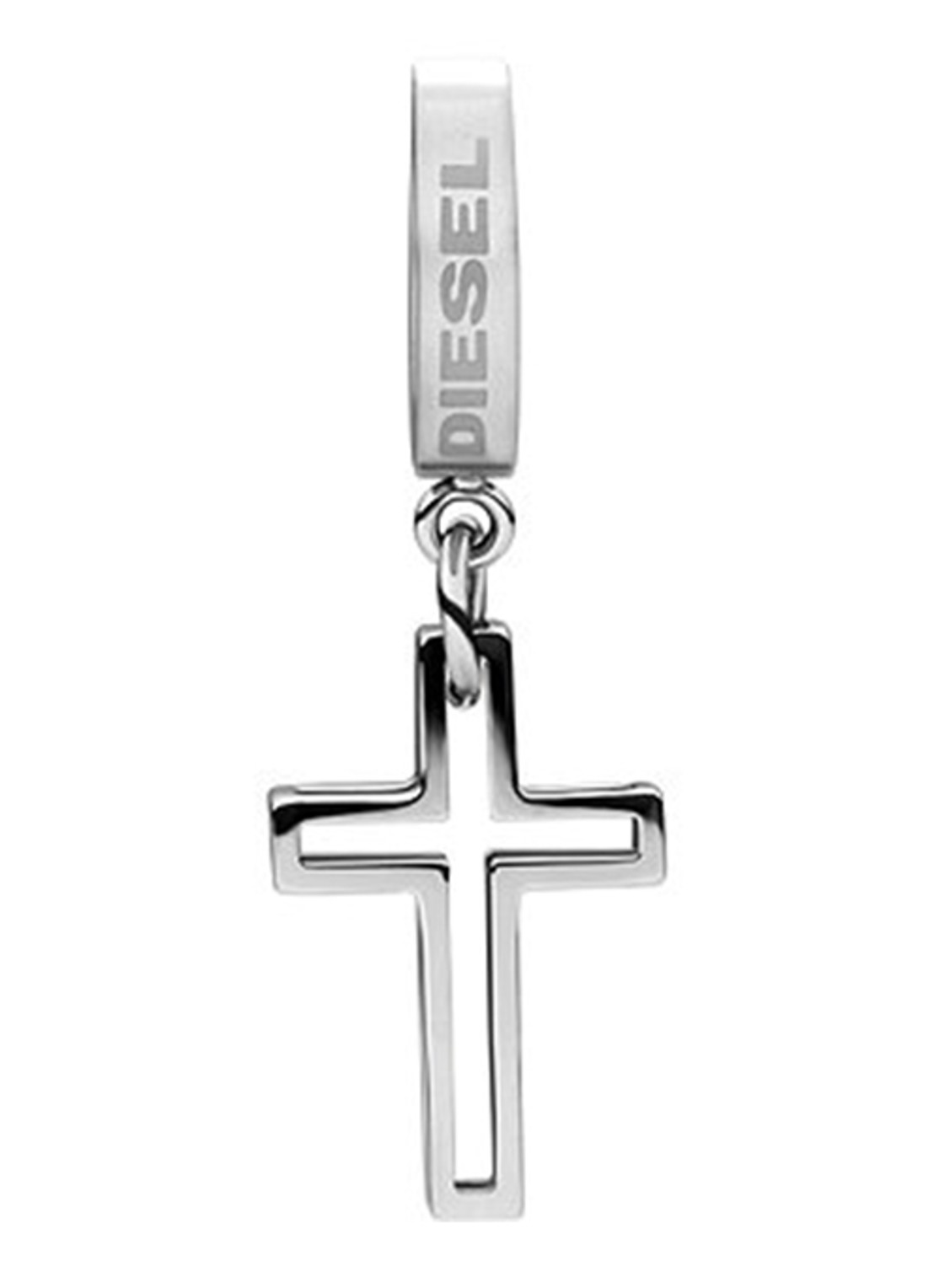 Diesel Enkele oorring met hanger DX1333040 - voorkant 2 zilver