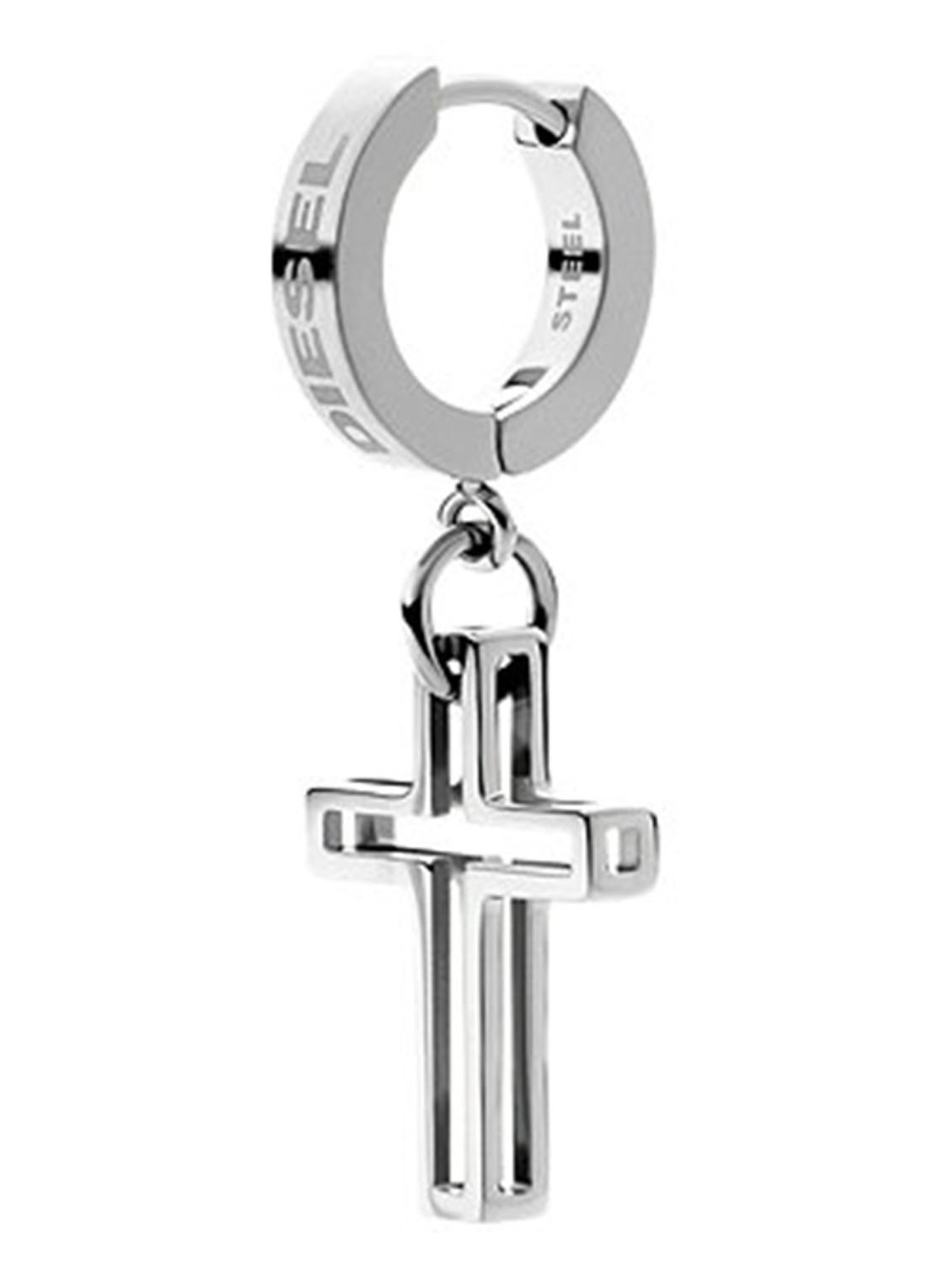 Diesel Enkele oorring met hanger DX1333040 - voorkant 3 zilver