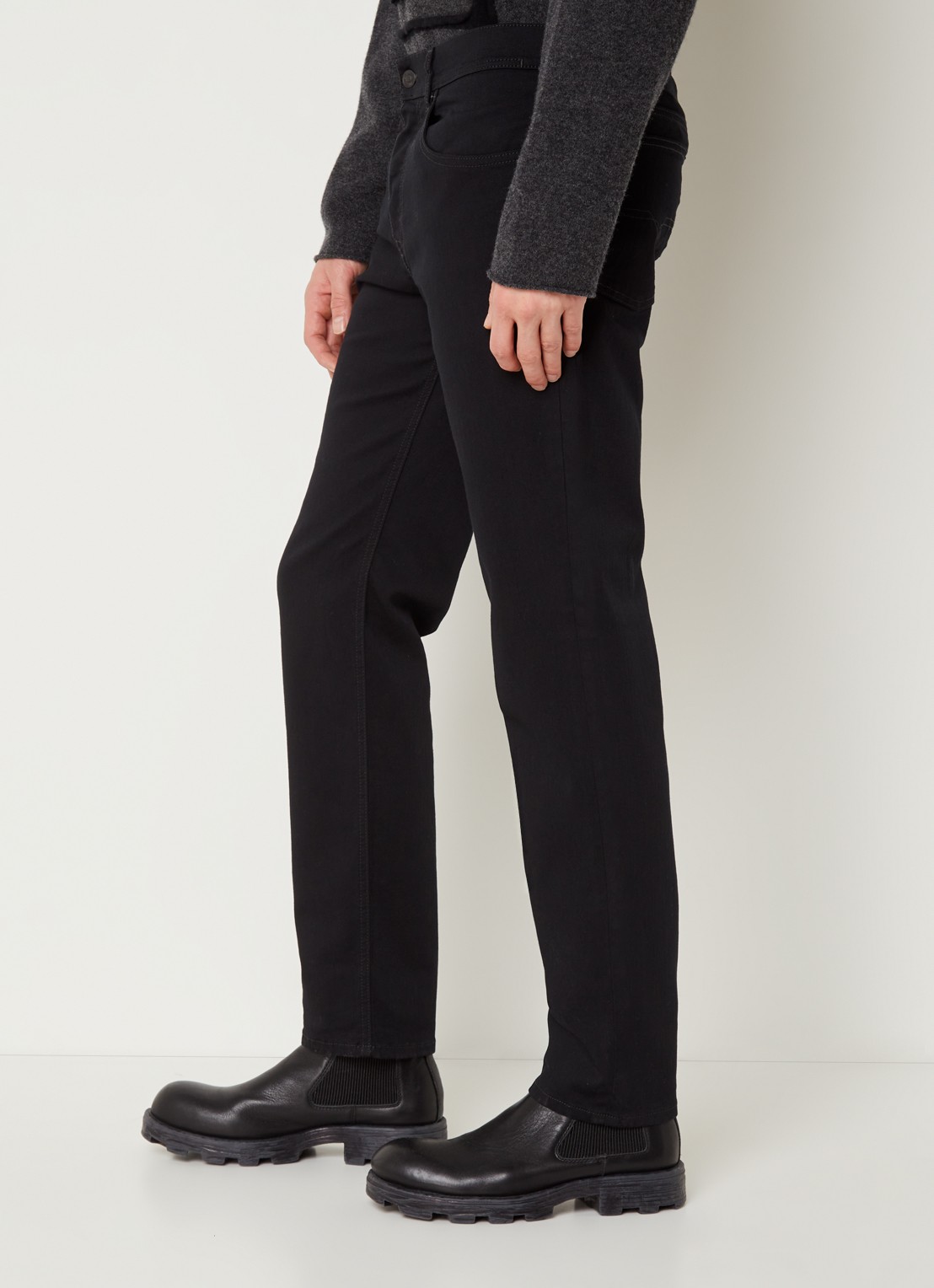 Diesel Finitive straight leg jeans met donkere wassing  - detail 3 zwart
