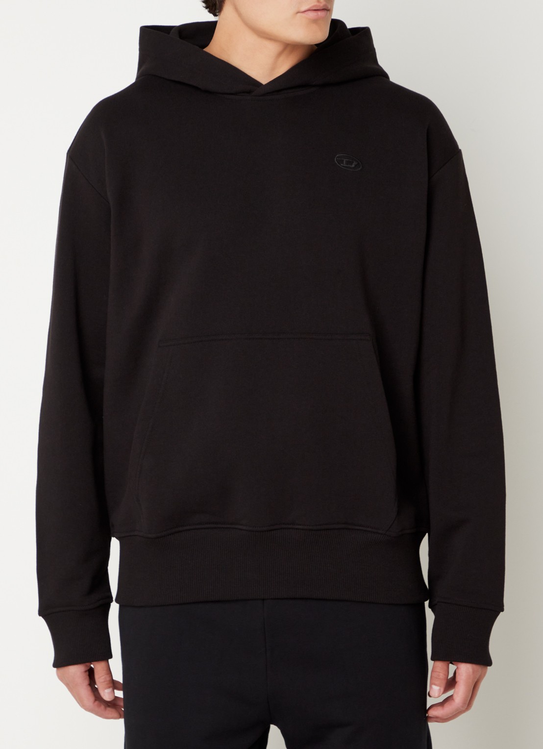 Diesel Hoodie met backprint en logoborduring  - achterkant 3 zwart