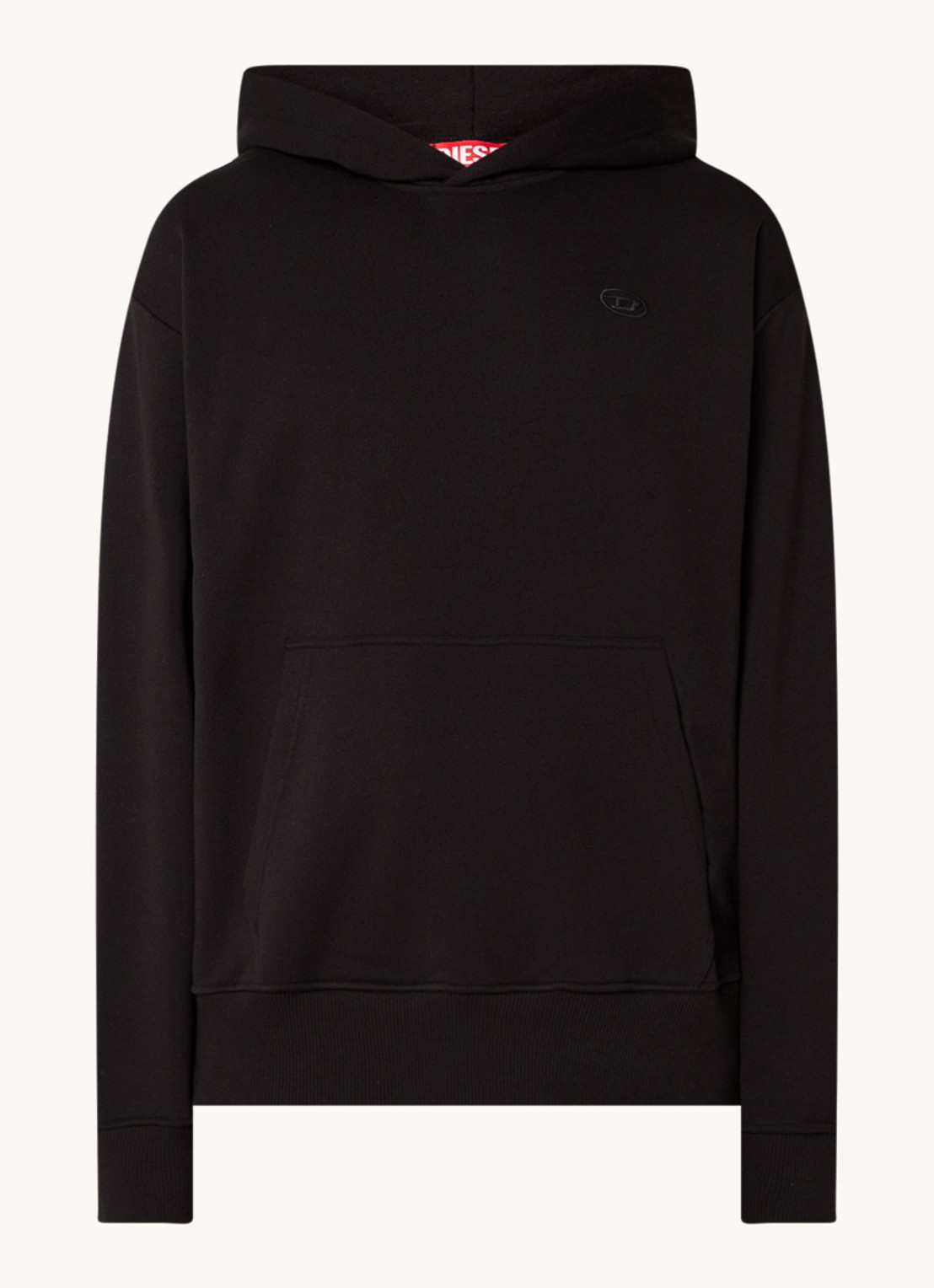 Diesel Hoodie met backprint en logoborduring  - voorkant 4 zwart