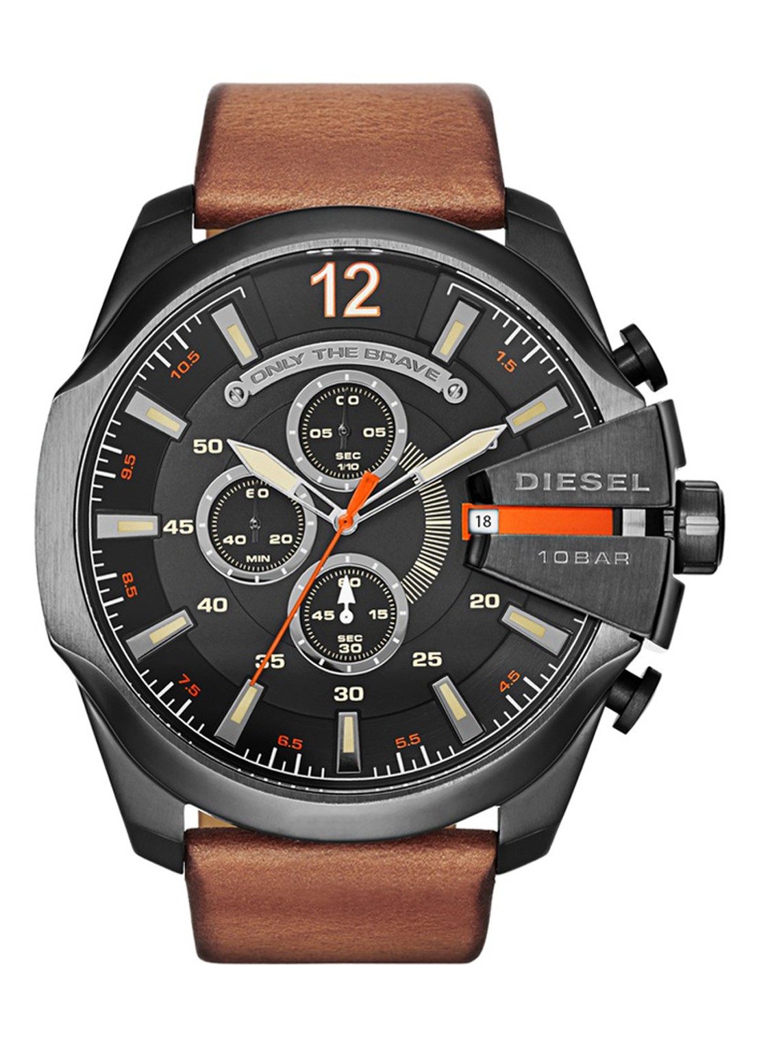 Diesel Horloge Mega Chief bruin DZ4343 - voorkant 3 antraciet