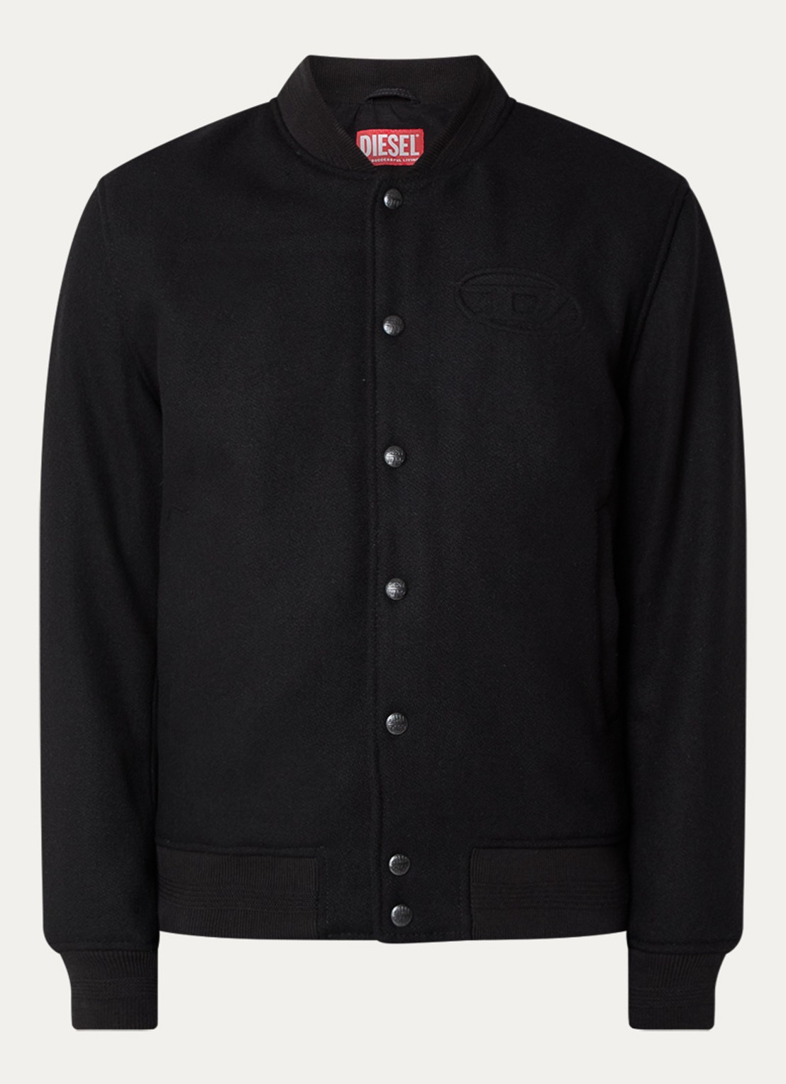 Diesel J-Arry baseball jack in wolblend - voorkant 2 zwart