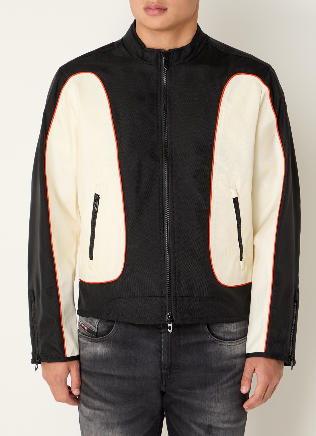 Diesel J-Blink jack met opstaande kraag - detail zwart