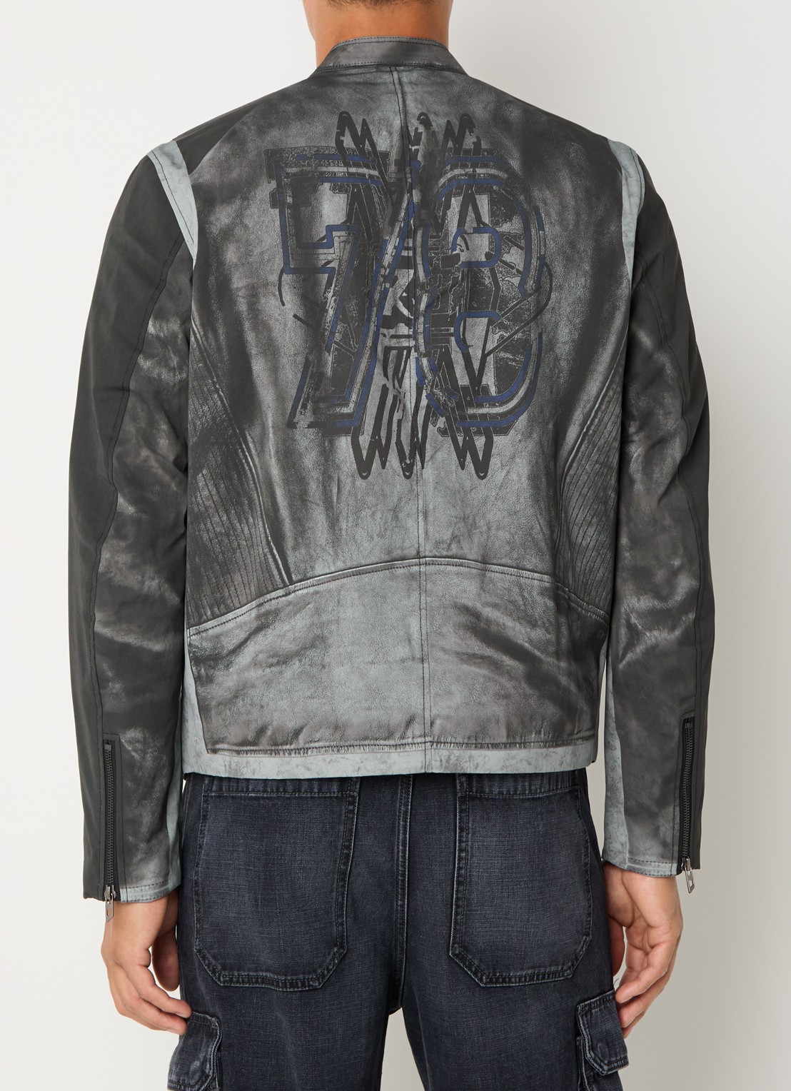 Diesel J-Evert jack met print en ritszakken - achterkant groen