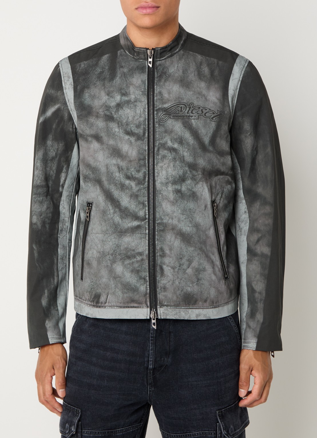 Diesel J-Evert jack met print en ritszakken - detail 2 groen