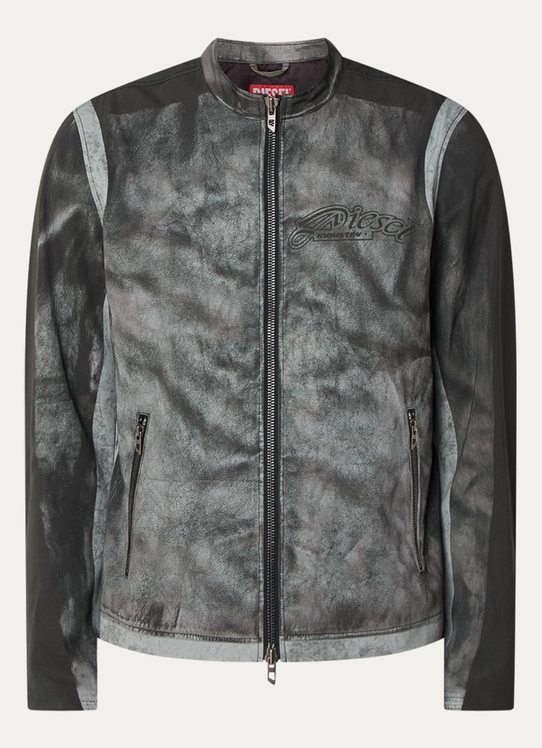 Diesel J-Evert jack met print en ritszakken - voorkant 3 groen