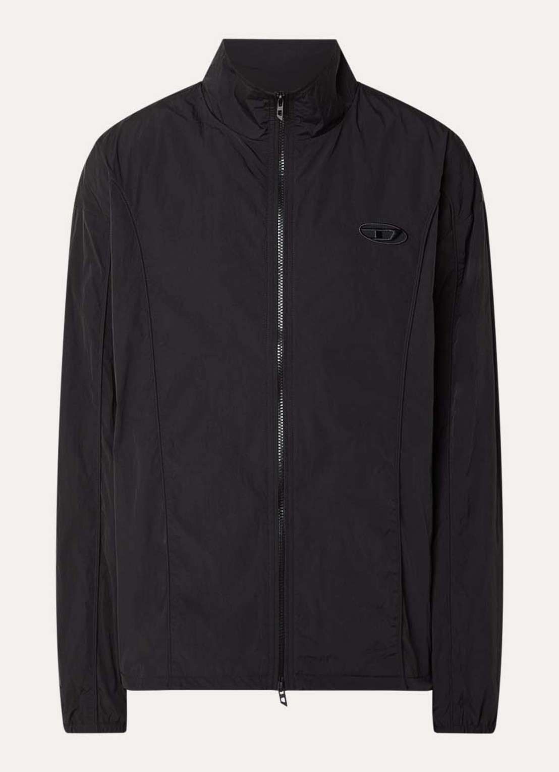 Diesel J-Five-Wrd-Akad jack met logo en steekzakken - voorkant 2 zwart