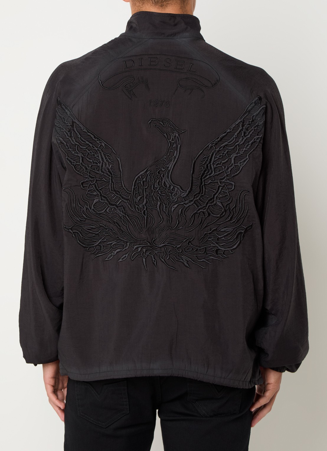 Diesel J-Henri jack met logo- en backprint - detail antraciet