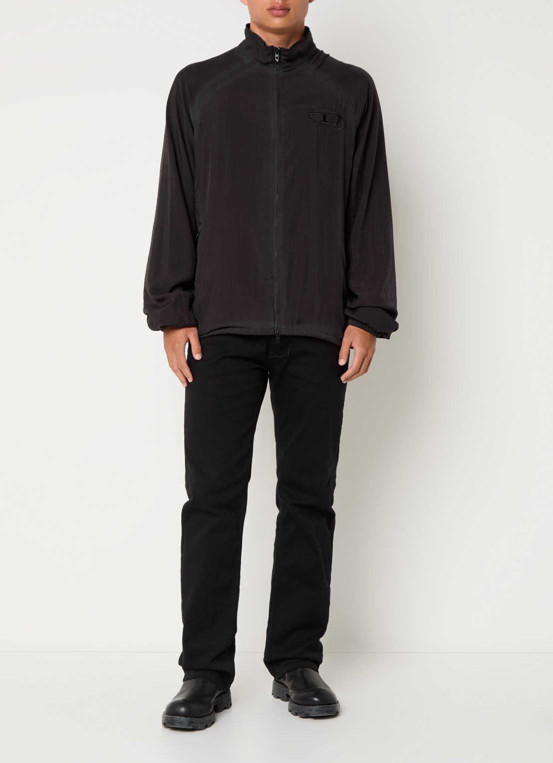 Diesel J-Henri jack met logo- en backprint - voorkant 3 antraciet