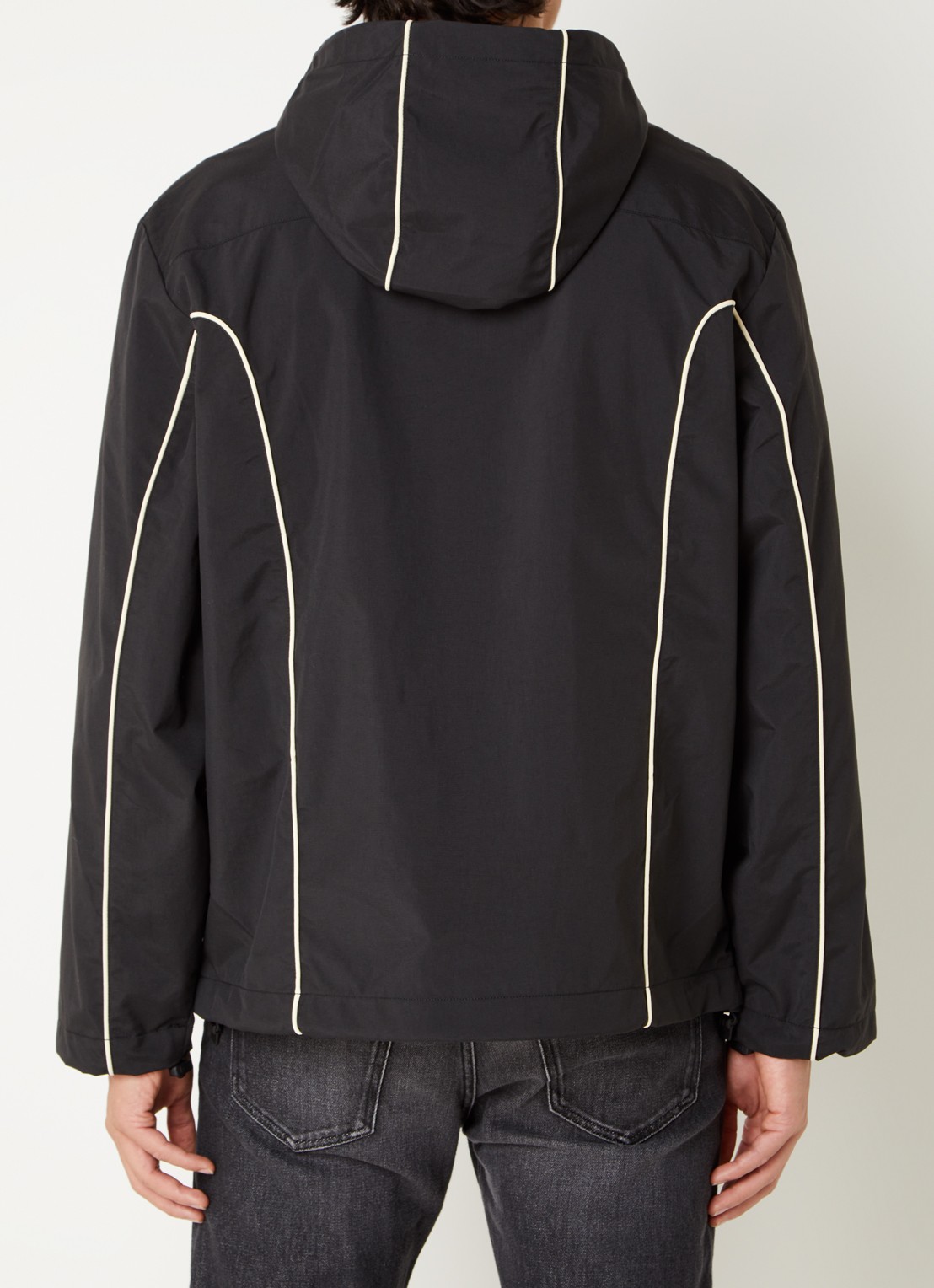 Diesel J-Hives windjack met capuchon en logoborduring - achterkant zwart