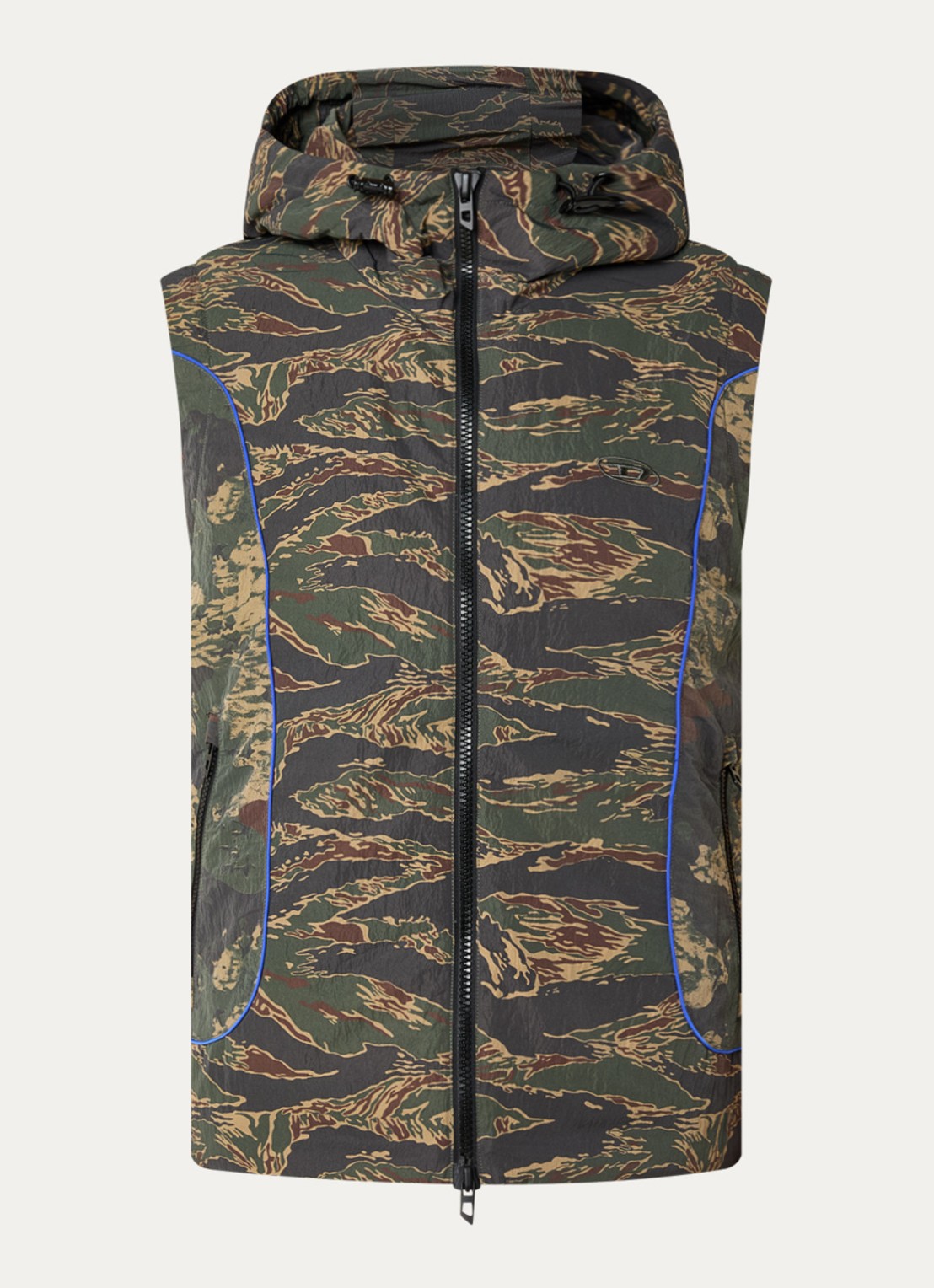 Diesel J-ostend bodywarmer met camouflageprint - voorkant 3 legergroen