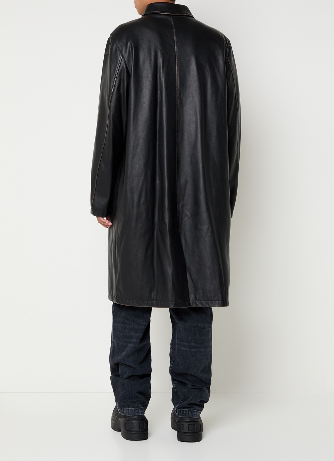 Diesel J-Rivers trenchcoat van imitatieleer - achterkant 4 zwart