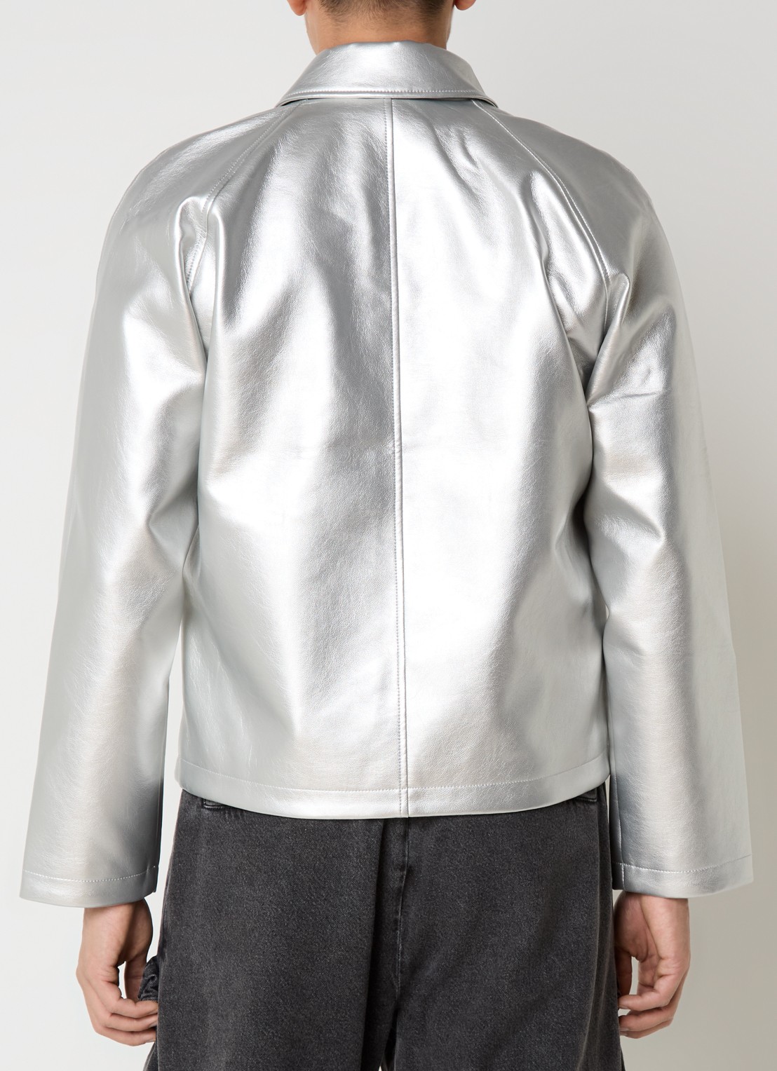 Diesel J-Thome jack met ritszakken en metallic finish - achterkant 3 zilver