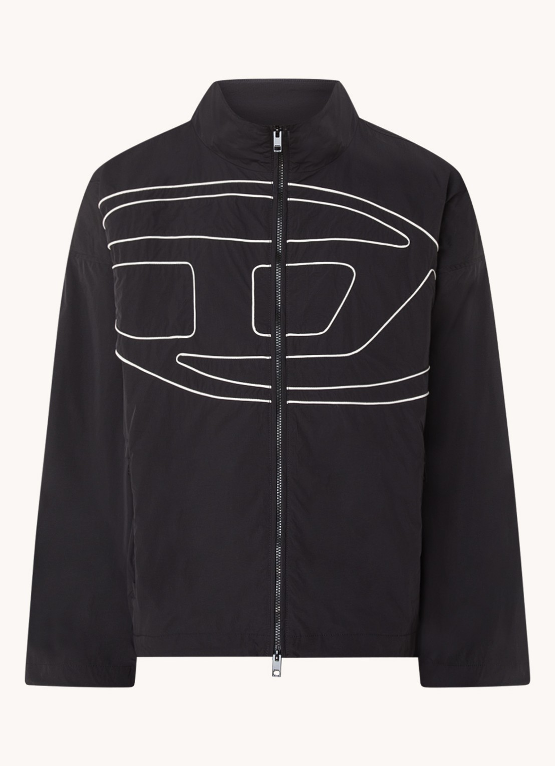 Diesel J-Vatel jack met ritsakken en logo - voorkant 3 zwart