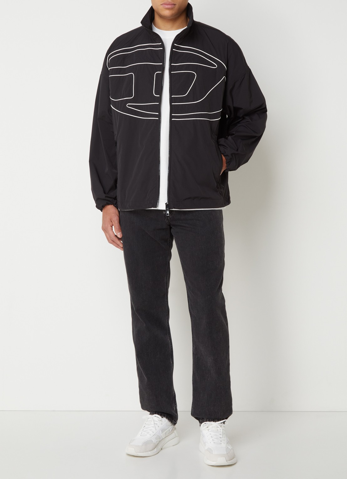 Diesel J-Vatel jack met ritsakken en logo - voorkant 4 zwart