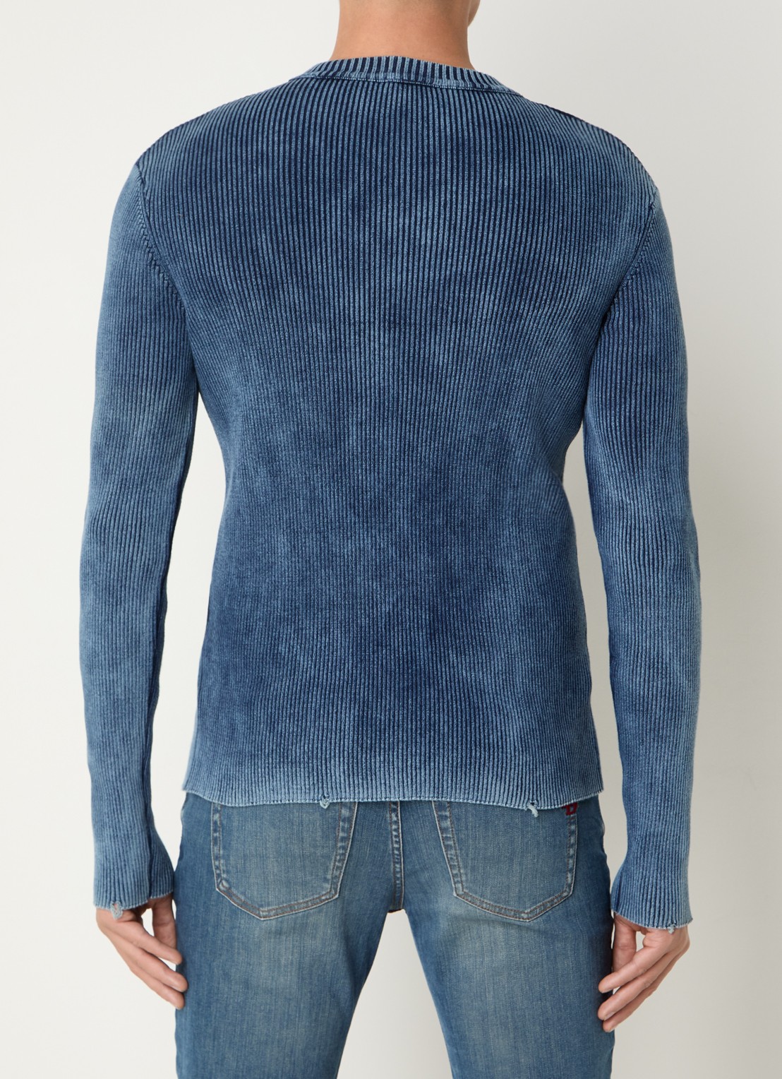 Diesel K-darin ribgebreide pullover met logo - achterkant 3 indigo