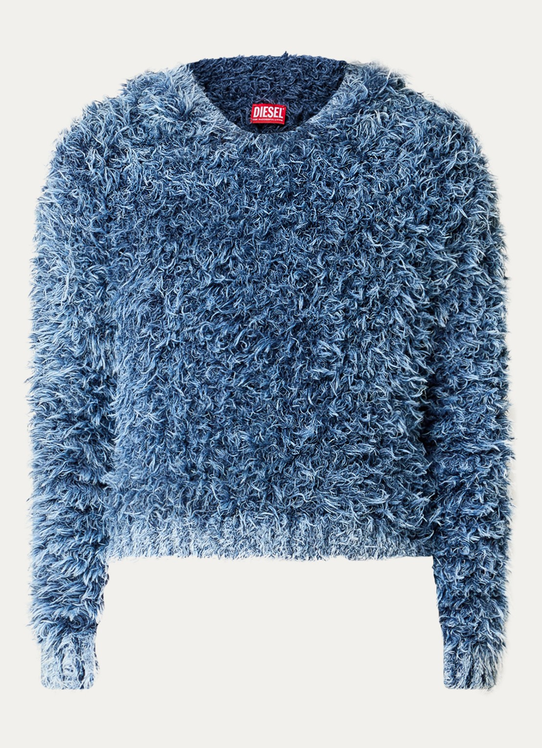 Diesel K-Dave grofgebreide hoodie met verwassen afwerking - voorkant 3 blauw