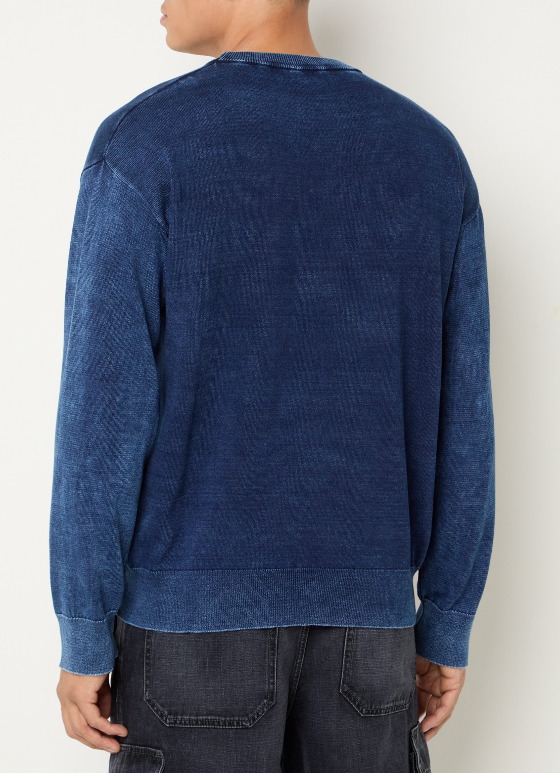 Diesel K-Fenicol fijngebreide pullover met logoprint - achterkant donkerblauw