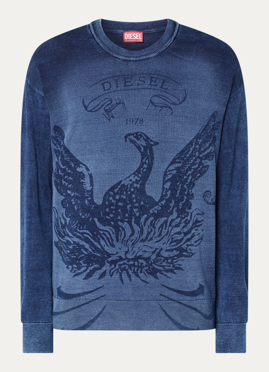 Diesel K-Fenicol fijngebreide pullover met logoprint - voorkant 2 donkerblauw