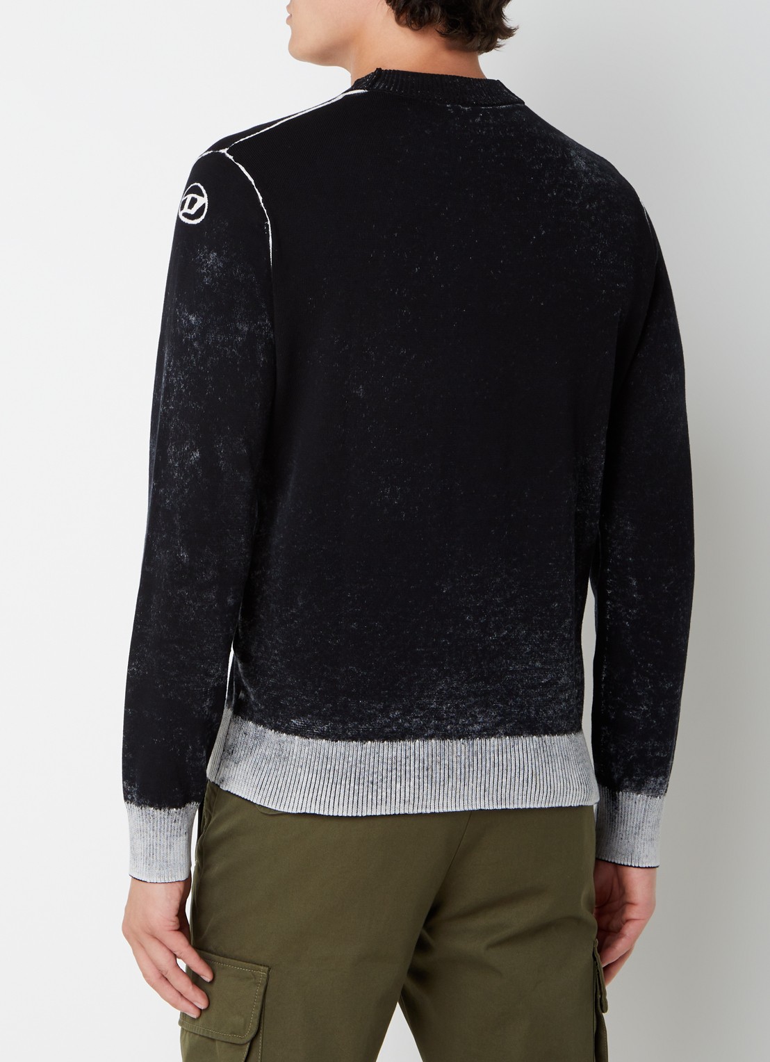 Diesel K-Larence-B fijngebreide pullover met verwassen afwerking - achterkant 4 zwart