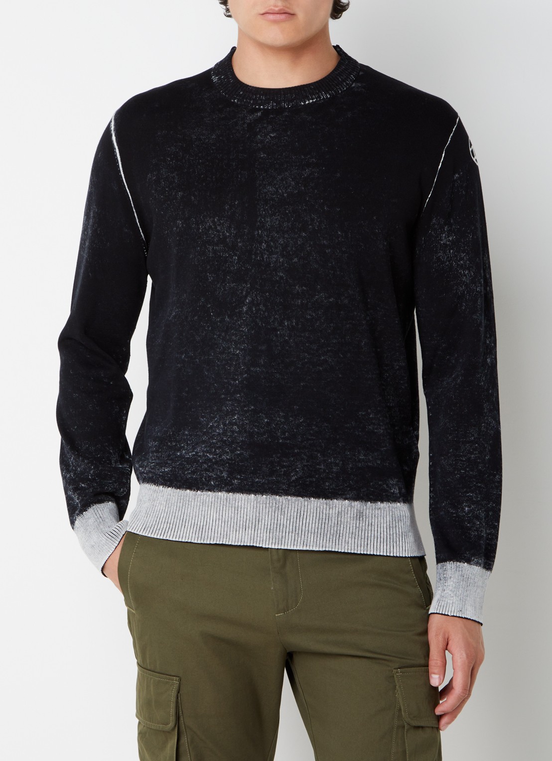 Diesel K-Larence-B fijngebreide pullover met verwassen afwerking - detail zwart