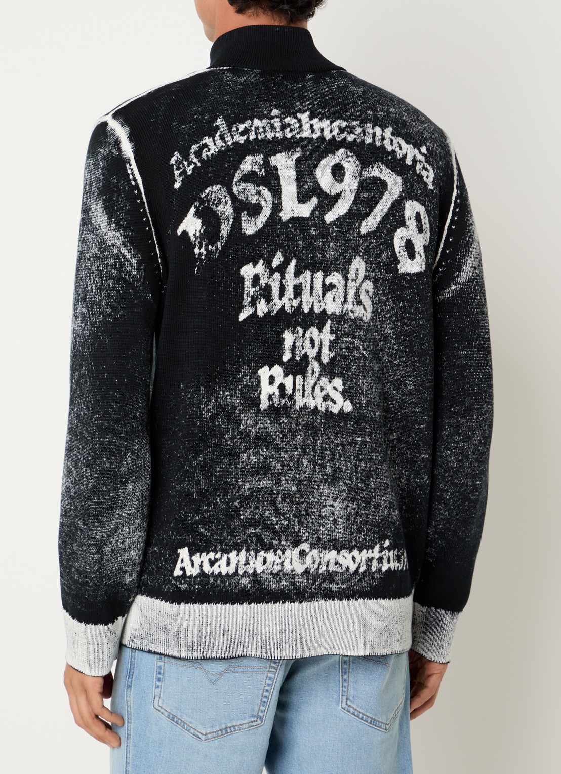 Diesel K-Lauros fijngebreid vest met ingebreide print - achterkant 3 zwart