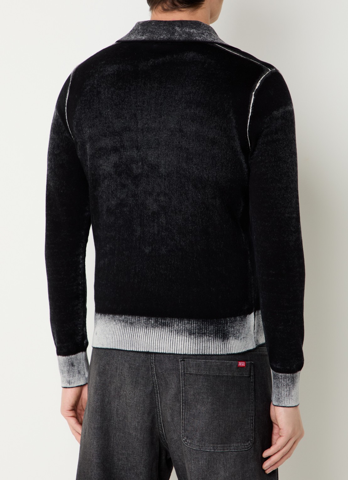 Diesel K-Lorenzo fijngebreide regular fit polo - achterkant 4 zwart