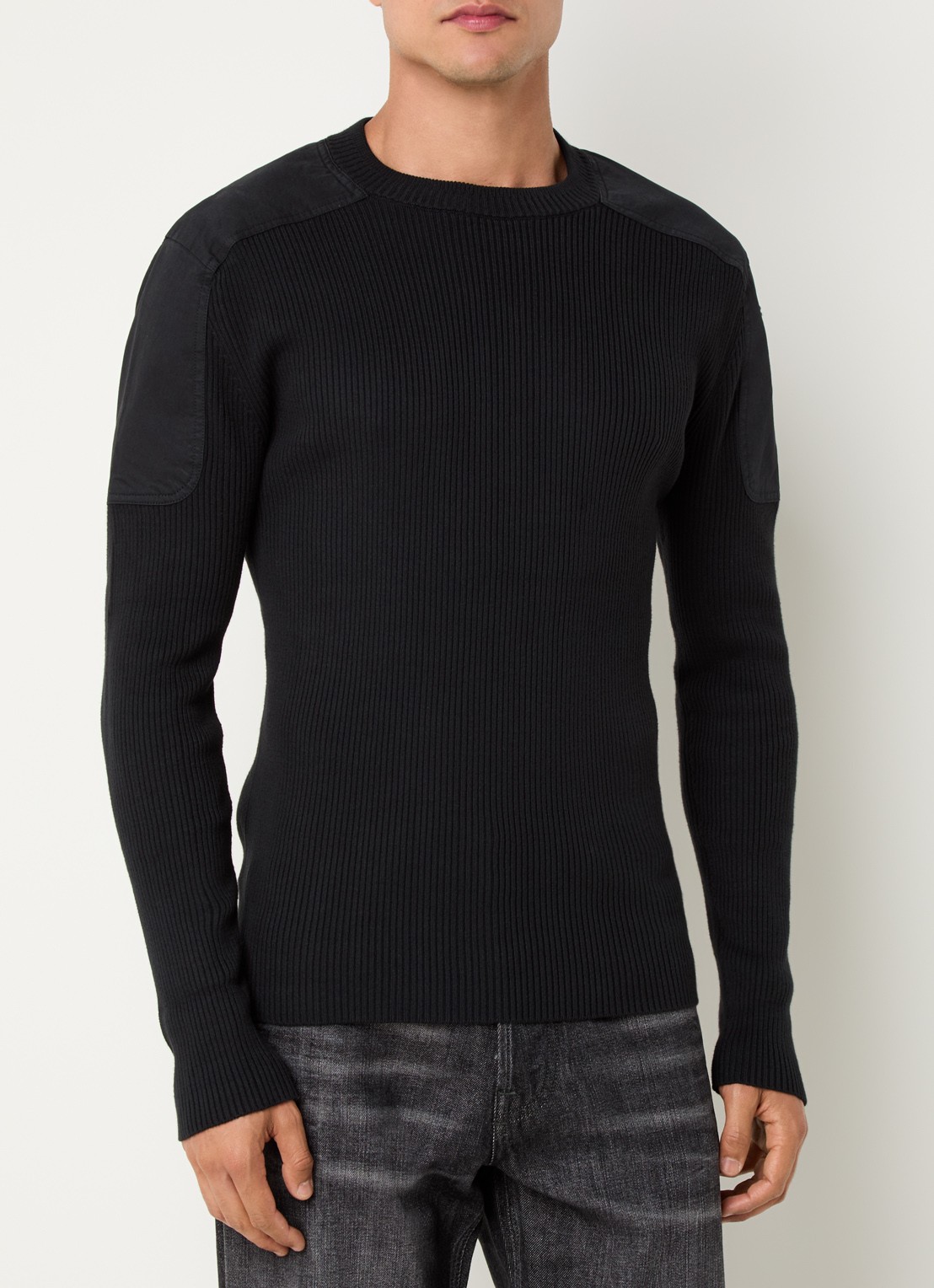 Diesel K-Martin grofgebreide trui met stretch - detail 4 zwart