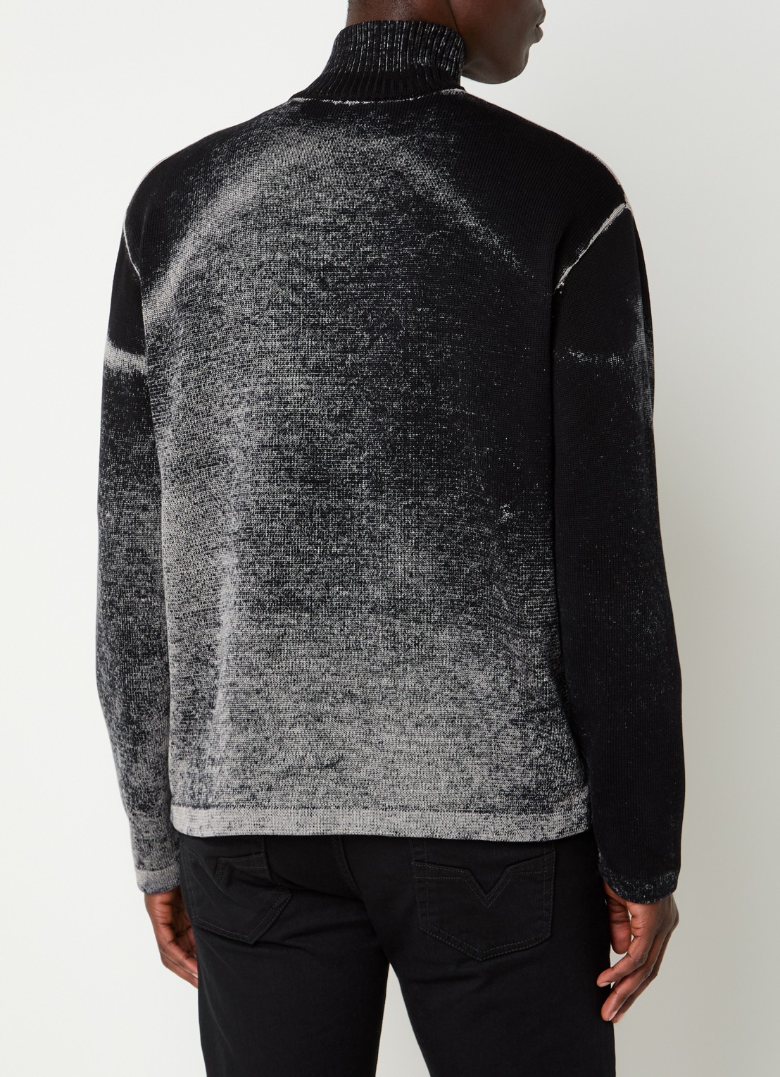 Diesel K-Oliba-Jkt fijngebreid vest met ingebreid patroon - achterkant beige