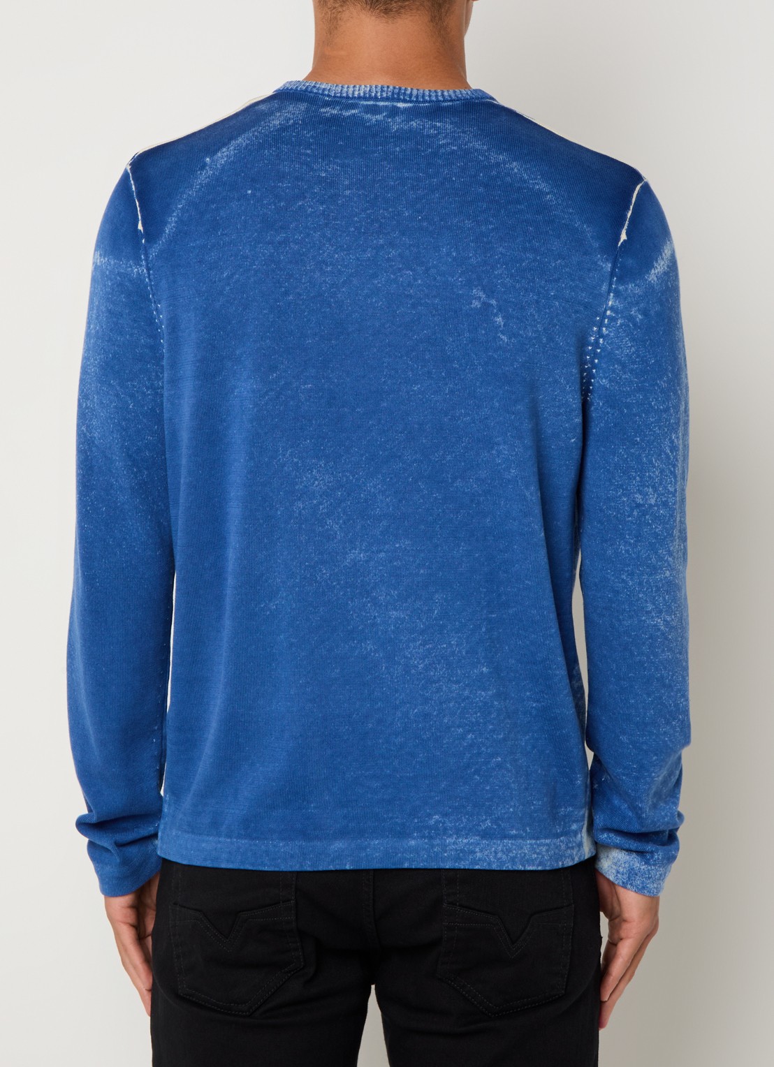 Diesel K-Oliba-V fijngebreide pullover met ingebreide logoprint - achterkant 2 blauw