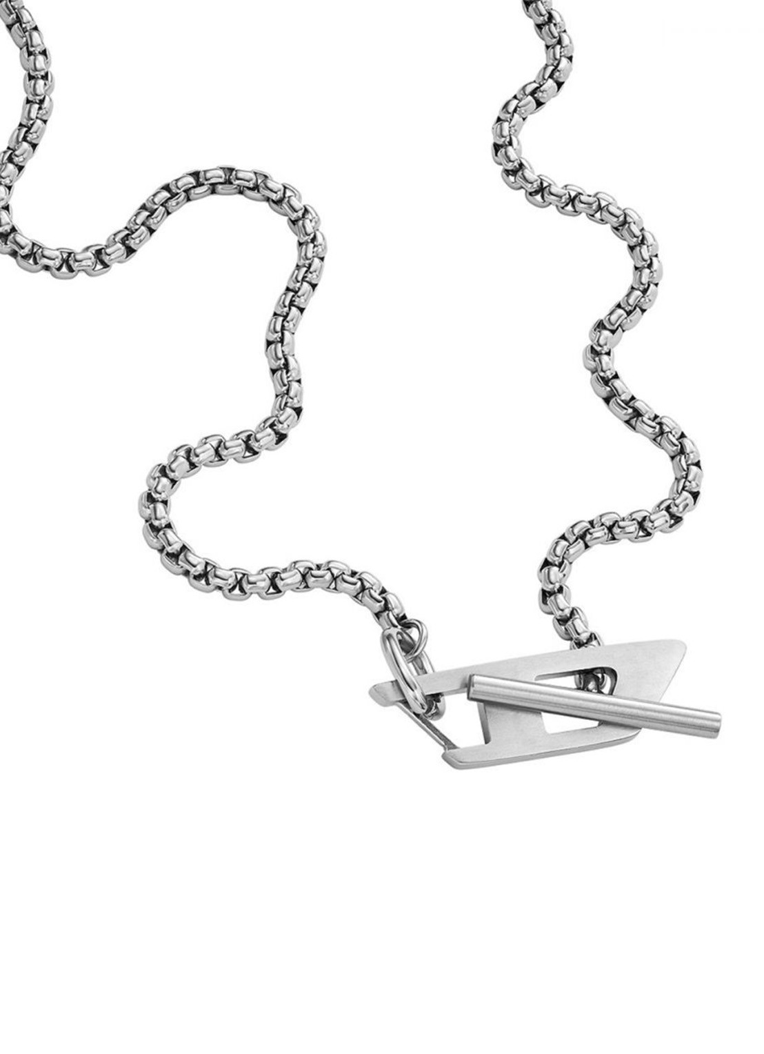 Diesel Ketting met logo DX1477040 - voorkant zilver