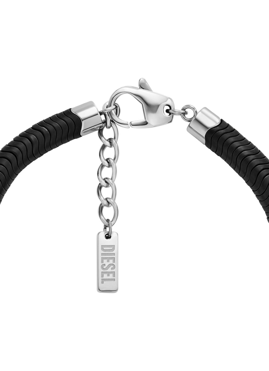 Diesel Kralenarmband met logo DX1574931 - detail zilver