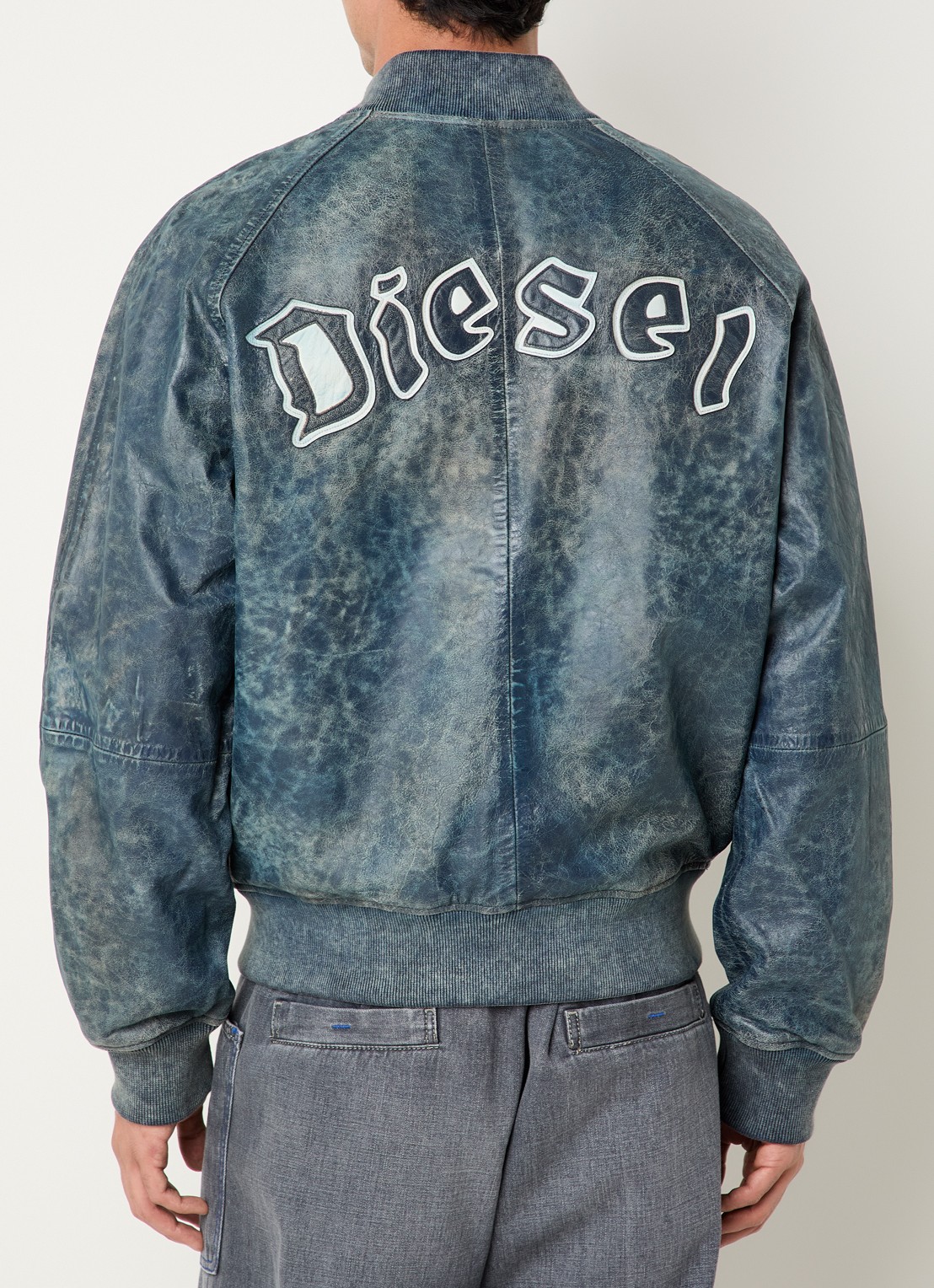 Diesel L-Cobb bomberjack van schapenleer met steekzakken - detail 4 donkerblauw