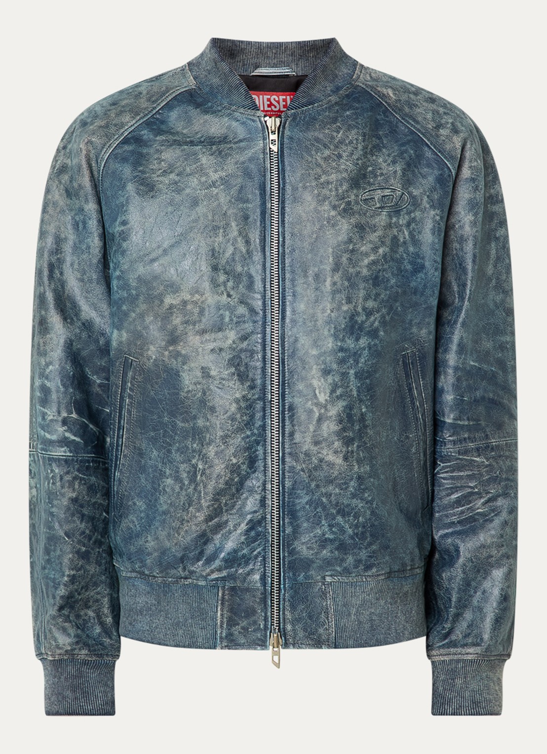 Diesel L-Cobb bomberjack van schapenleer met steekzakken - voorkant 2 donkerblauw