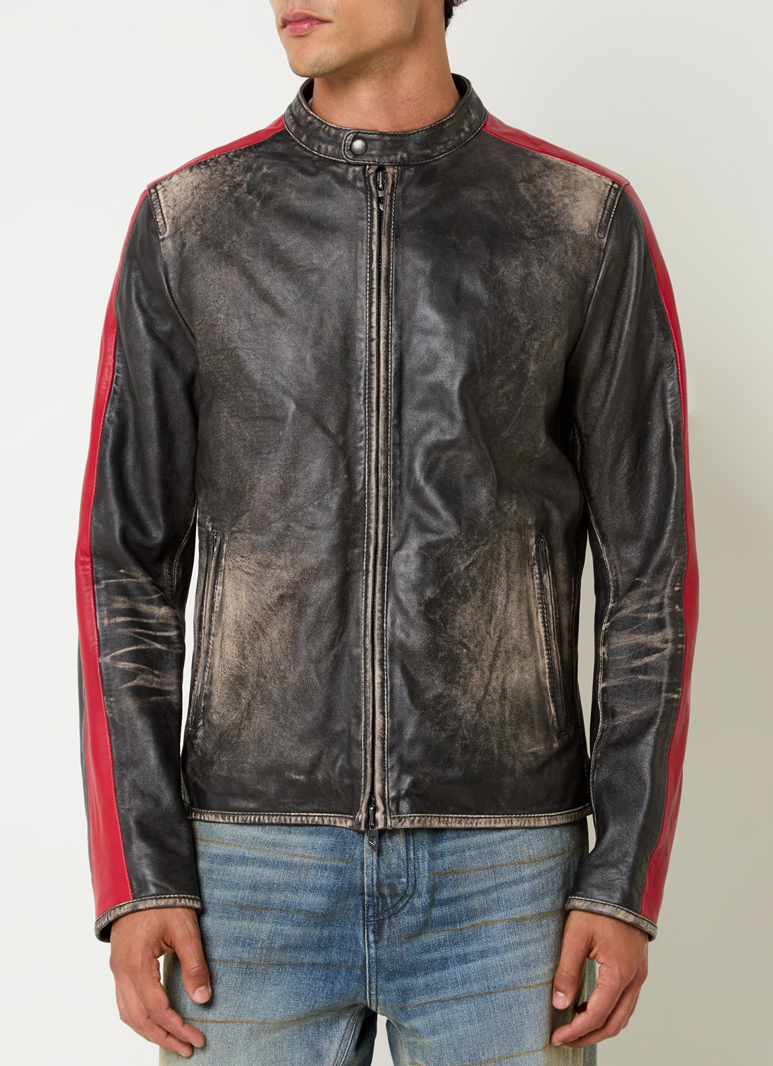 Diesel L-Renn jack van schapenleer met ritszakken - detail 4 donkergrijs
